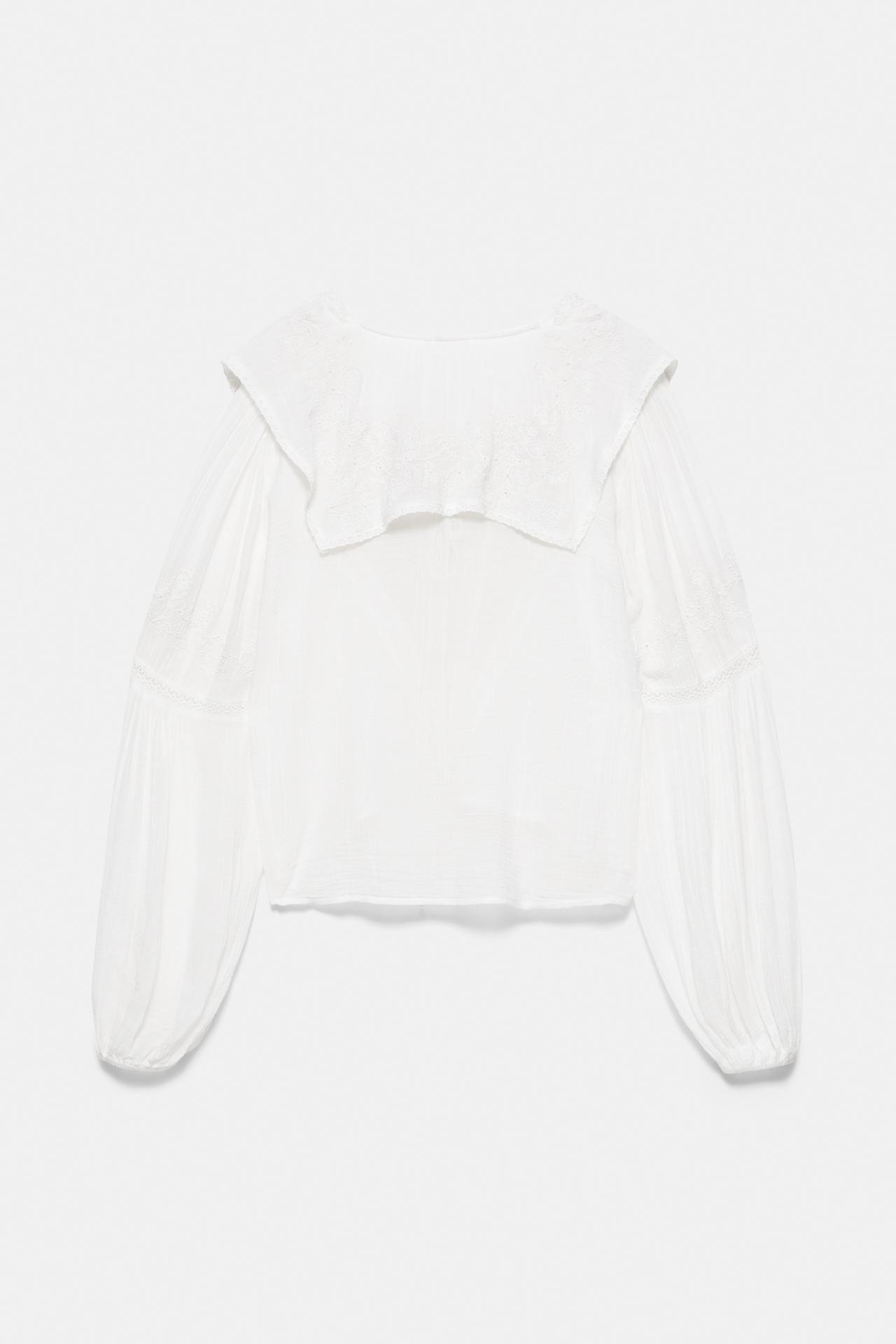 White lace trim blouse — White
