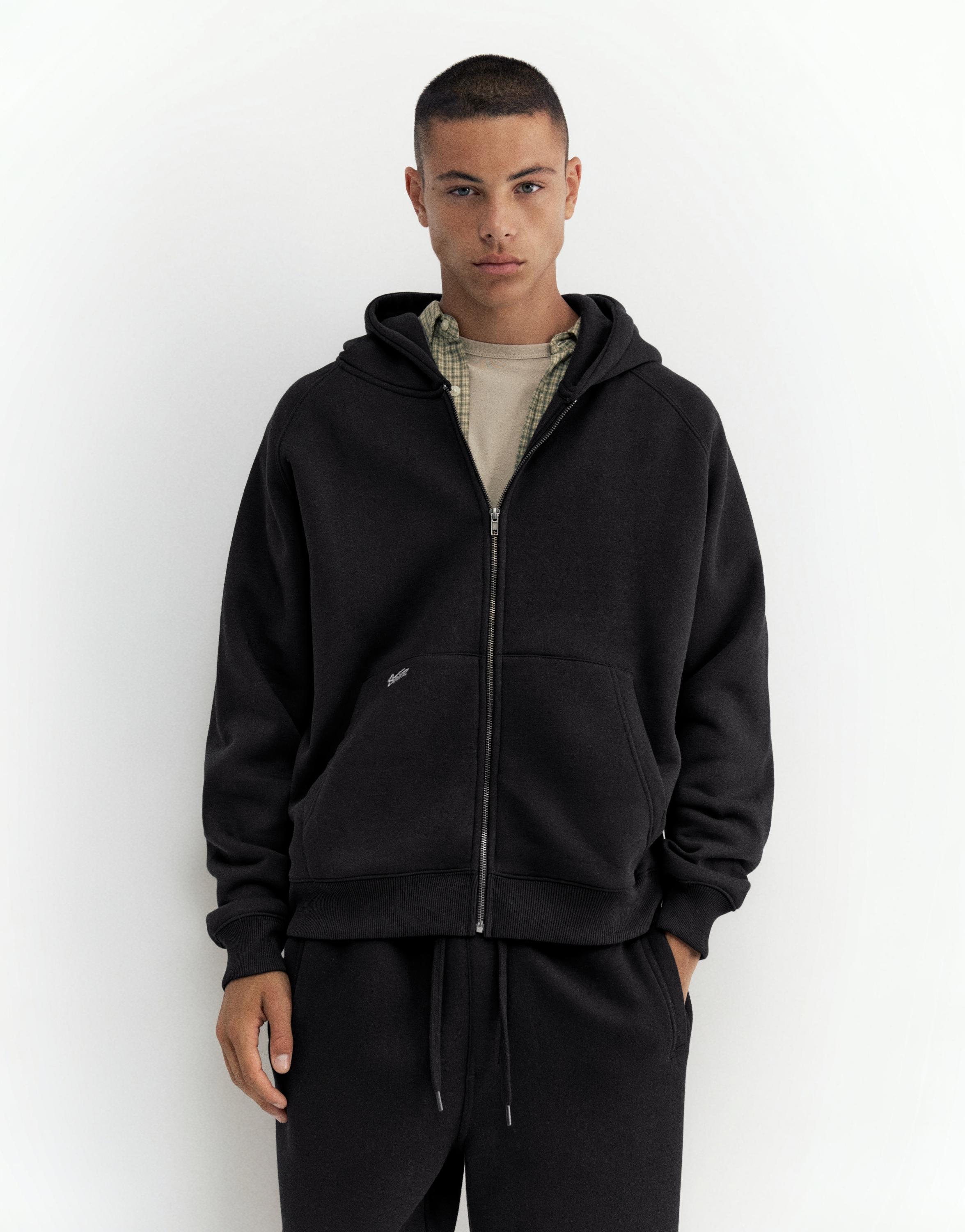 STWD zip-up hoodie — Black