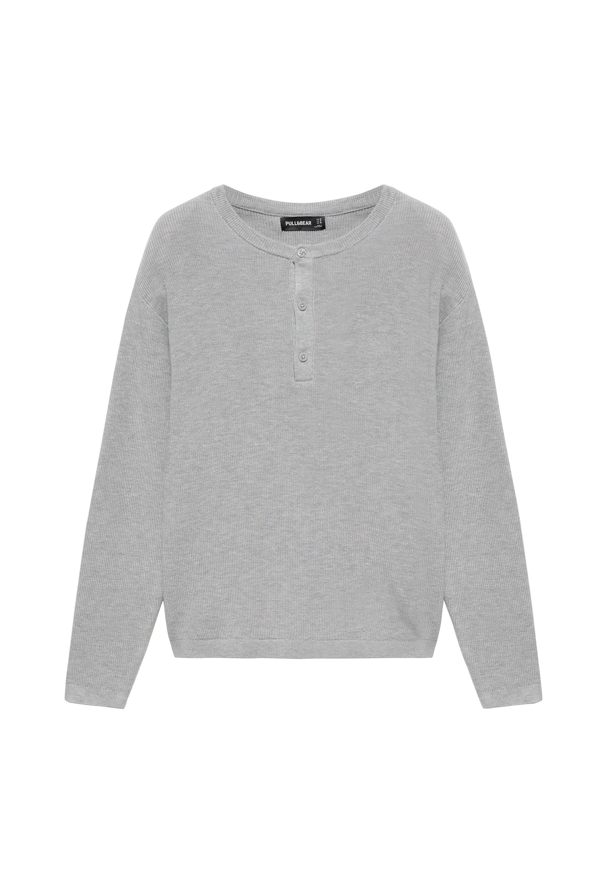 Henley neck jumper — Grey marl