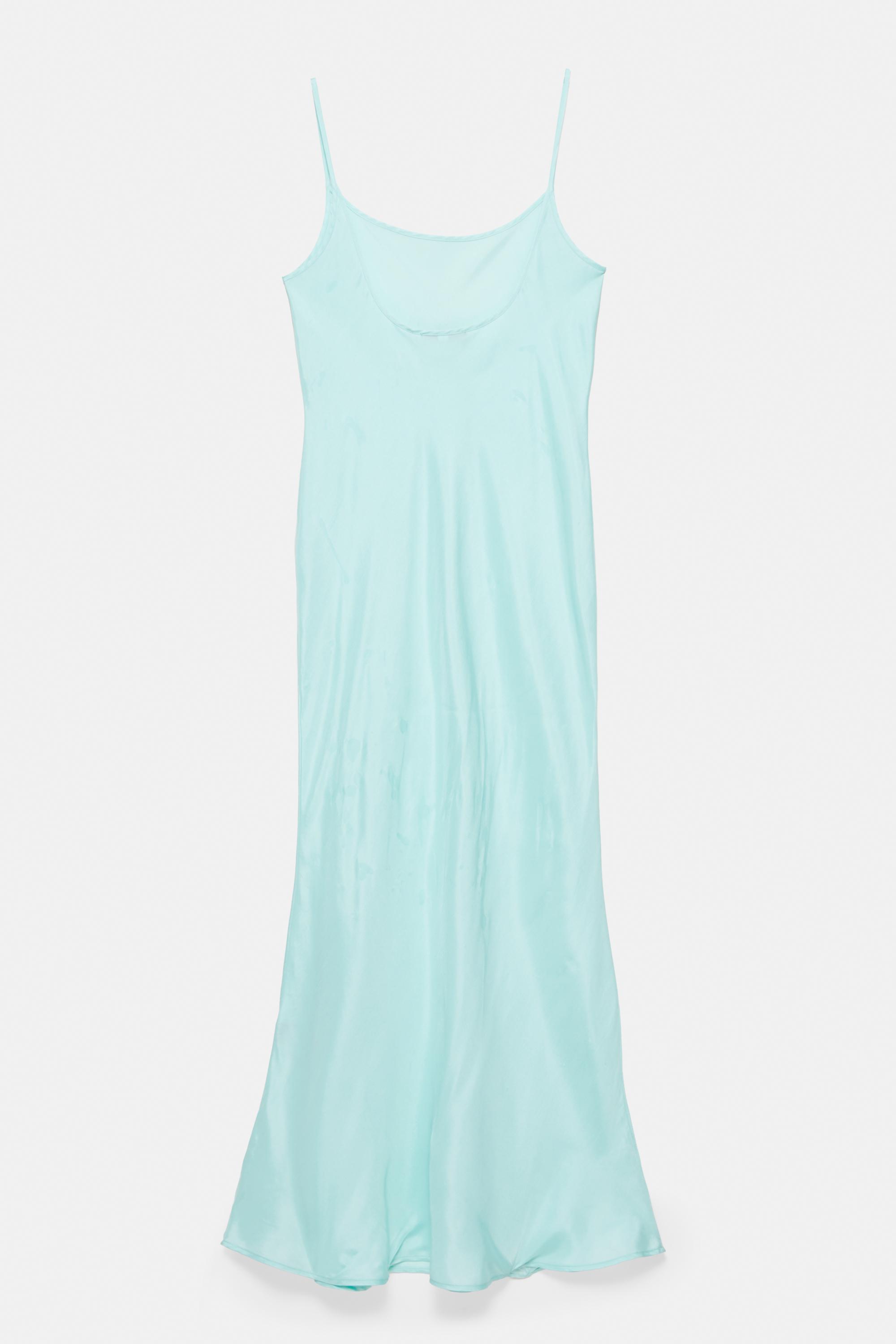 Satin midi dress — Pale turquoise