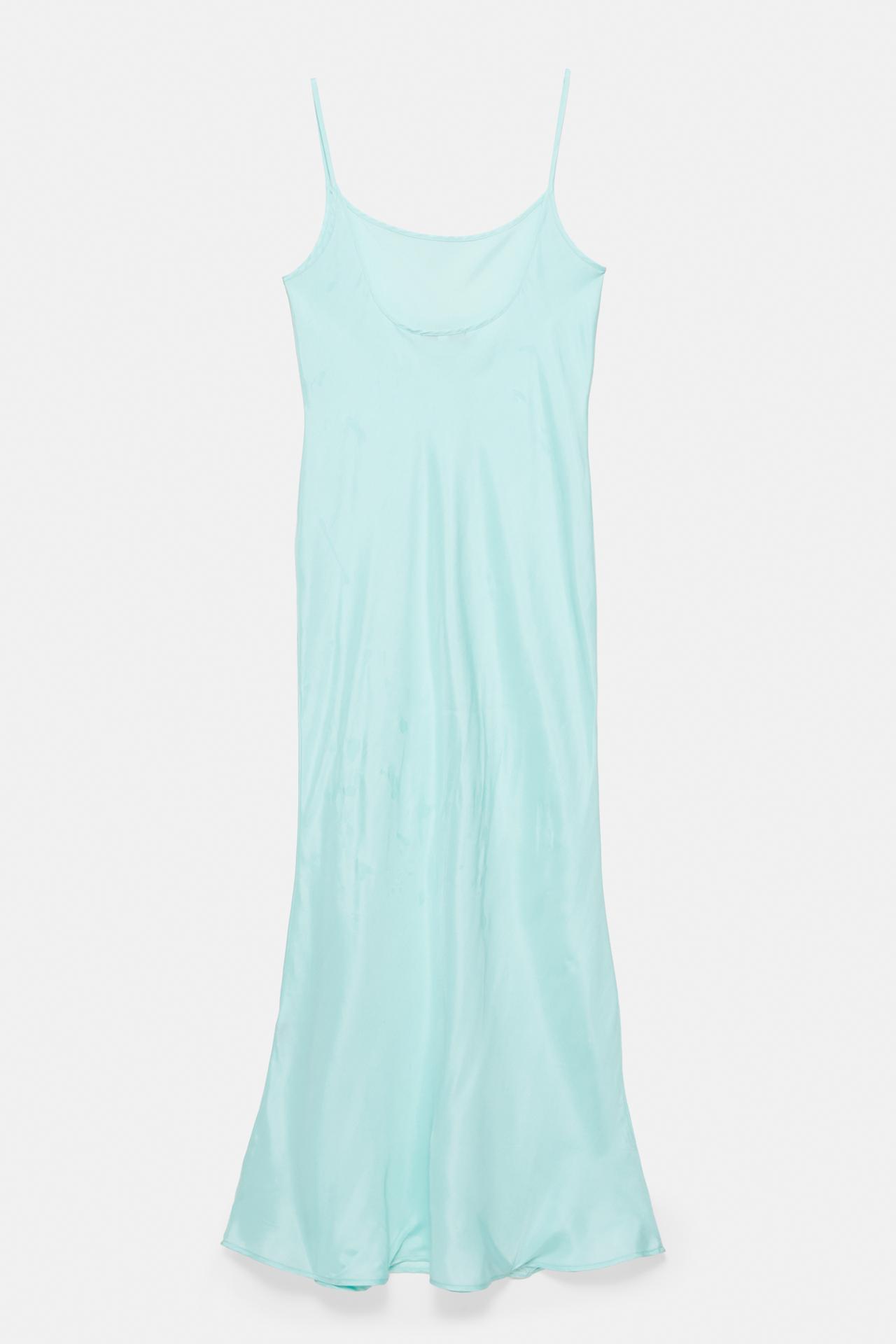 Satin midi dress — Pale turquoise