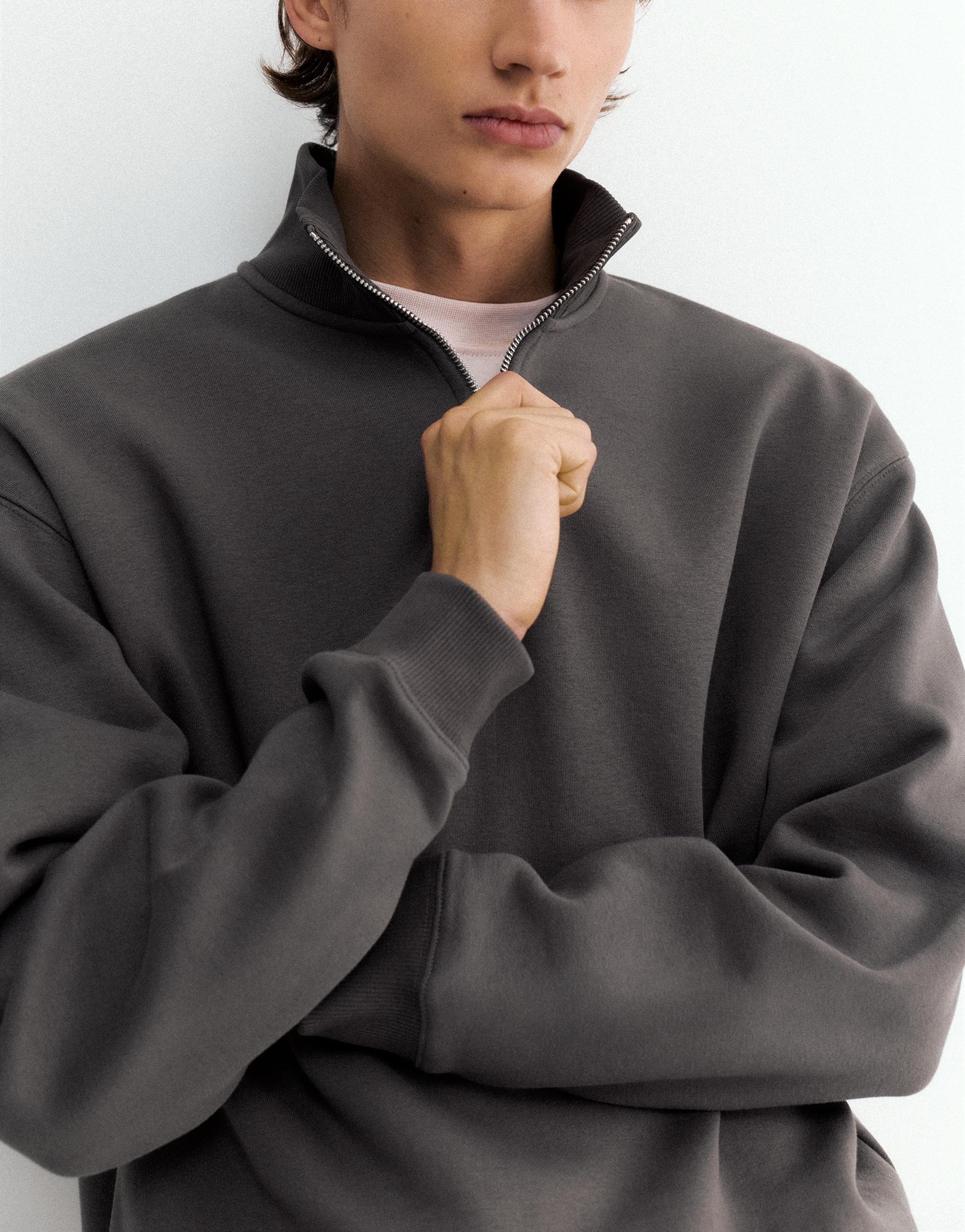 Quarter-zip sweatshirt — Anthracite grey