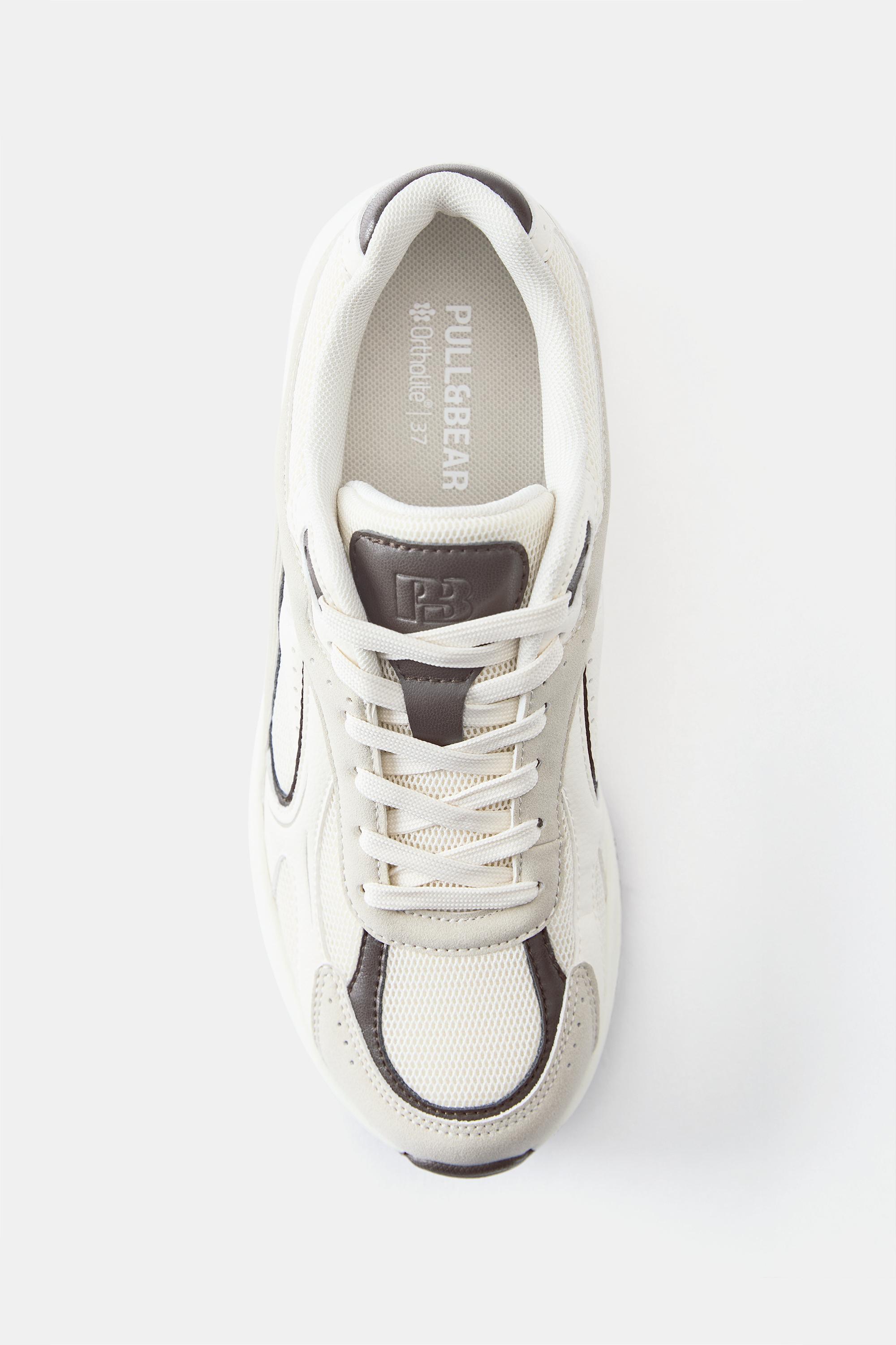 Multi-panel trainers — Ecru