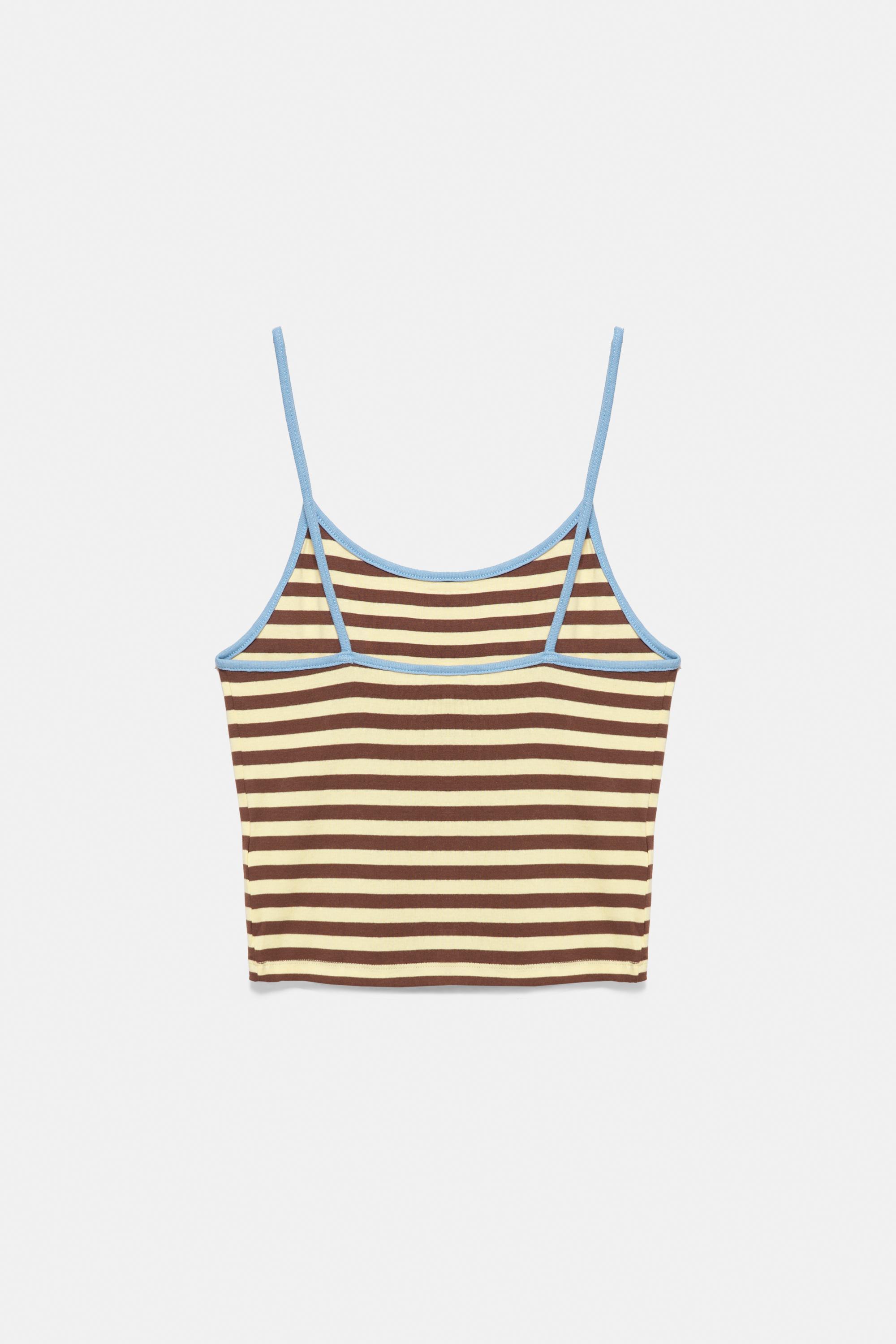Striped strappy top — Yellow