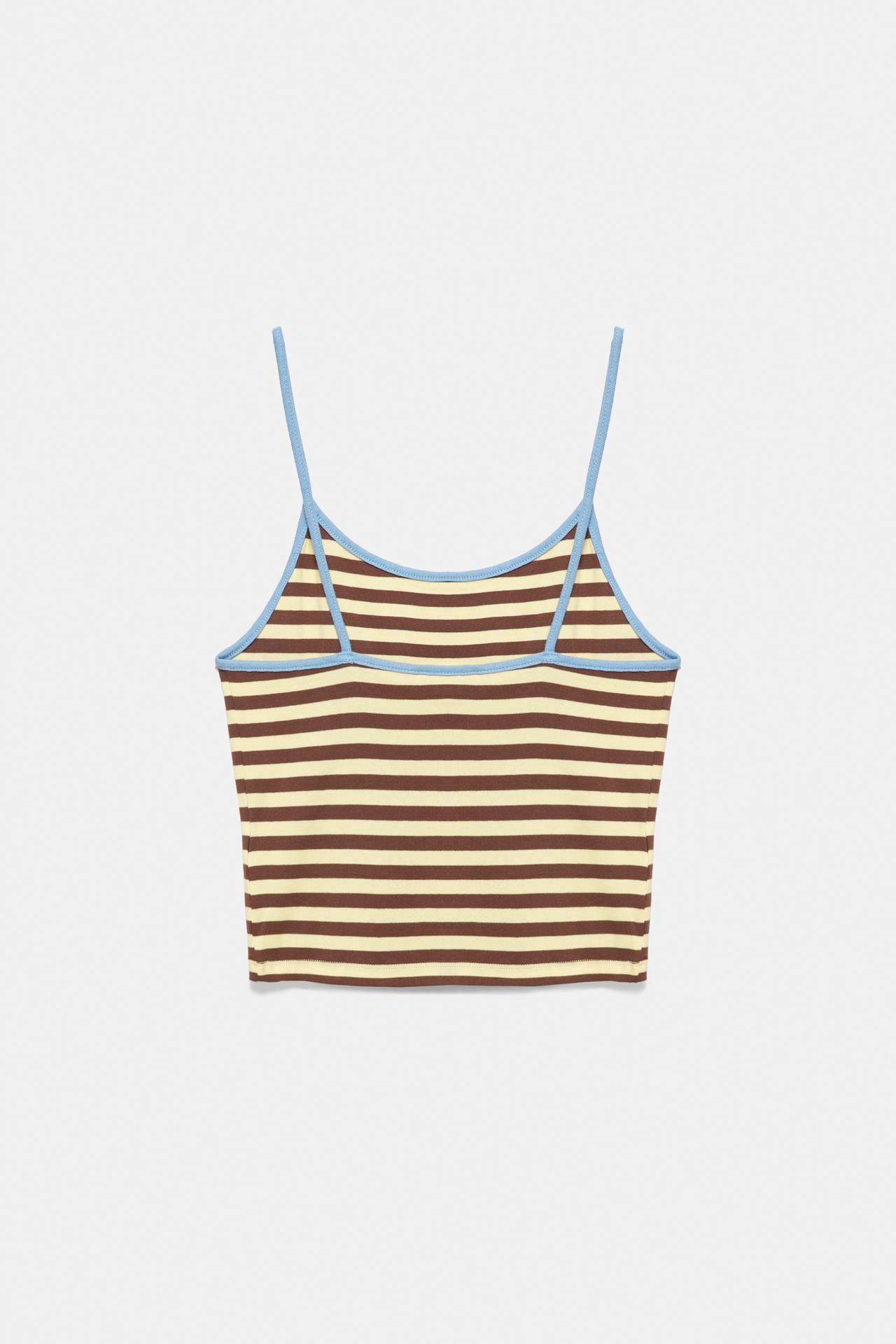 Striped strappy top — Yellow