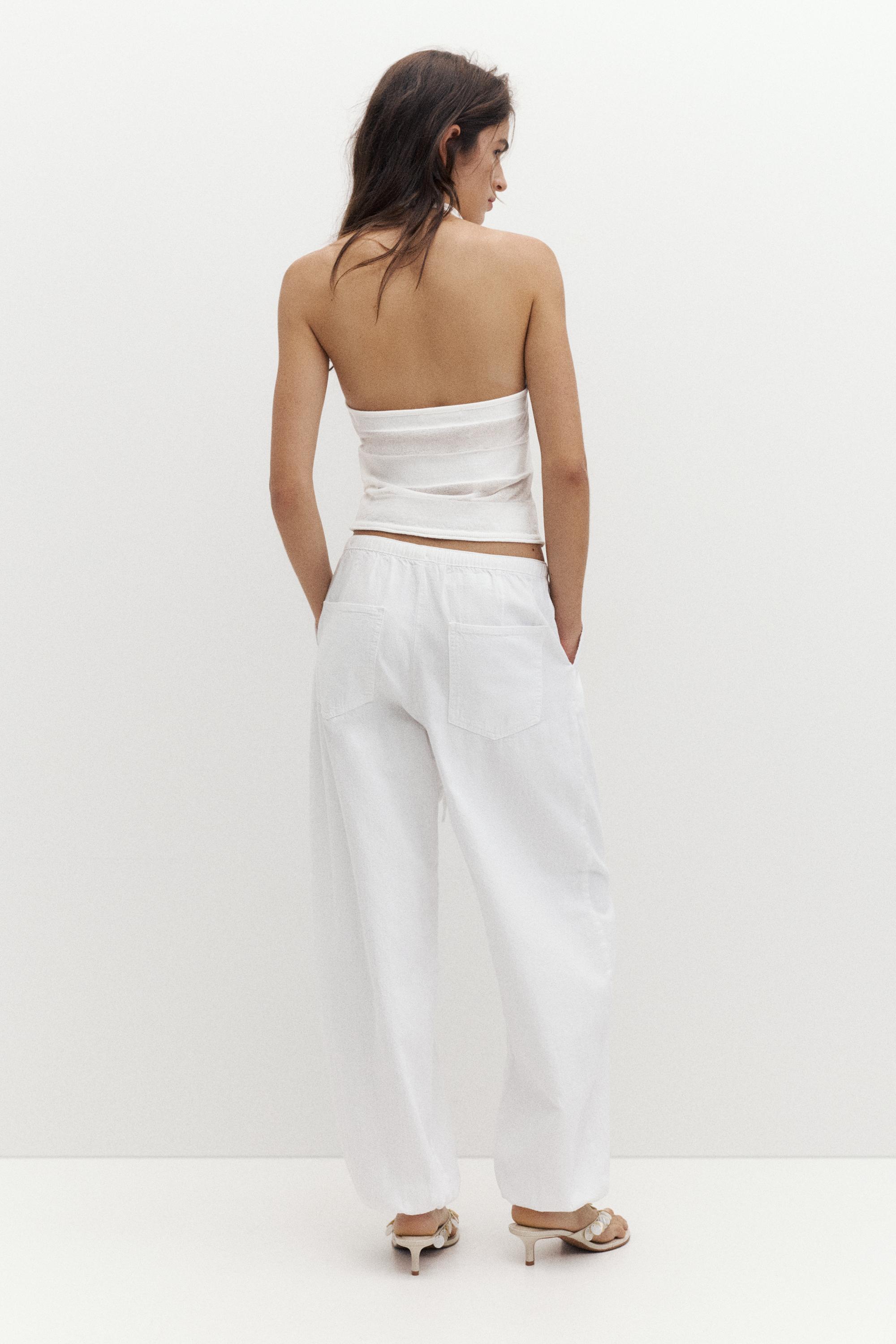 Sheer halter top — Ecru