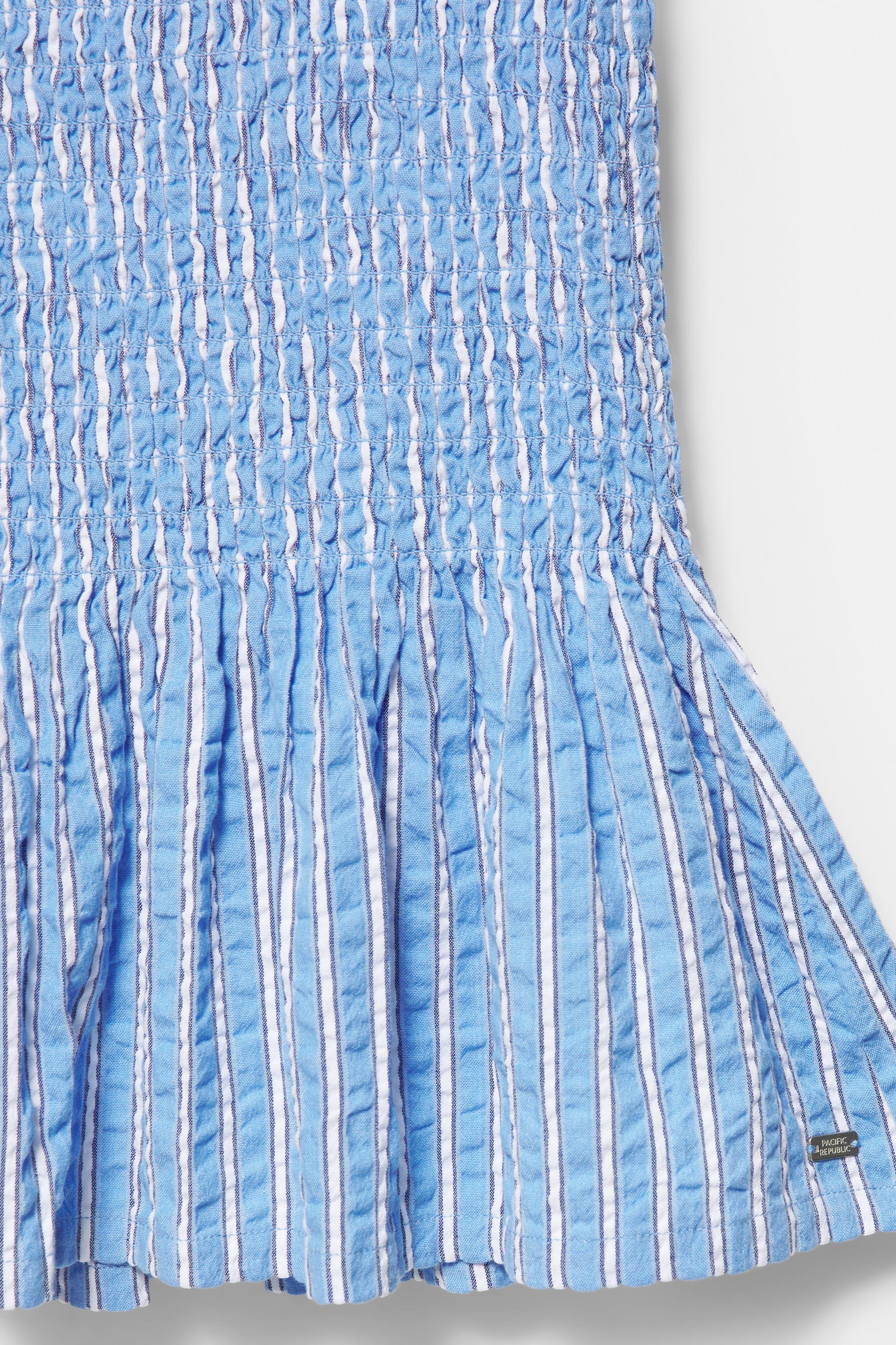 Short striped smock dress — Medium blue