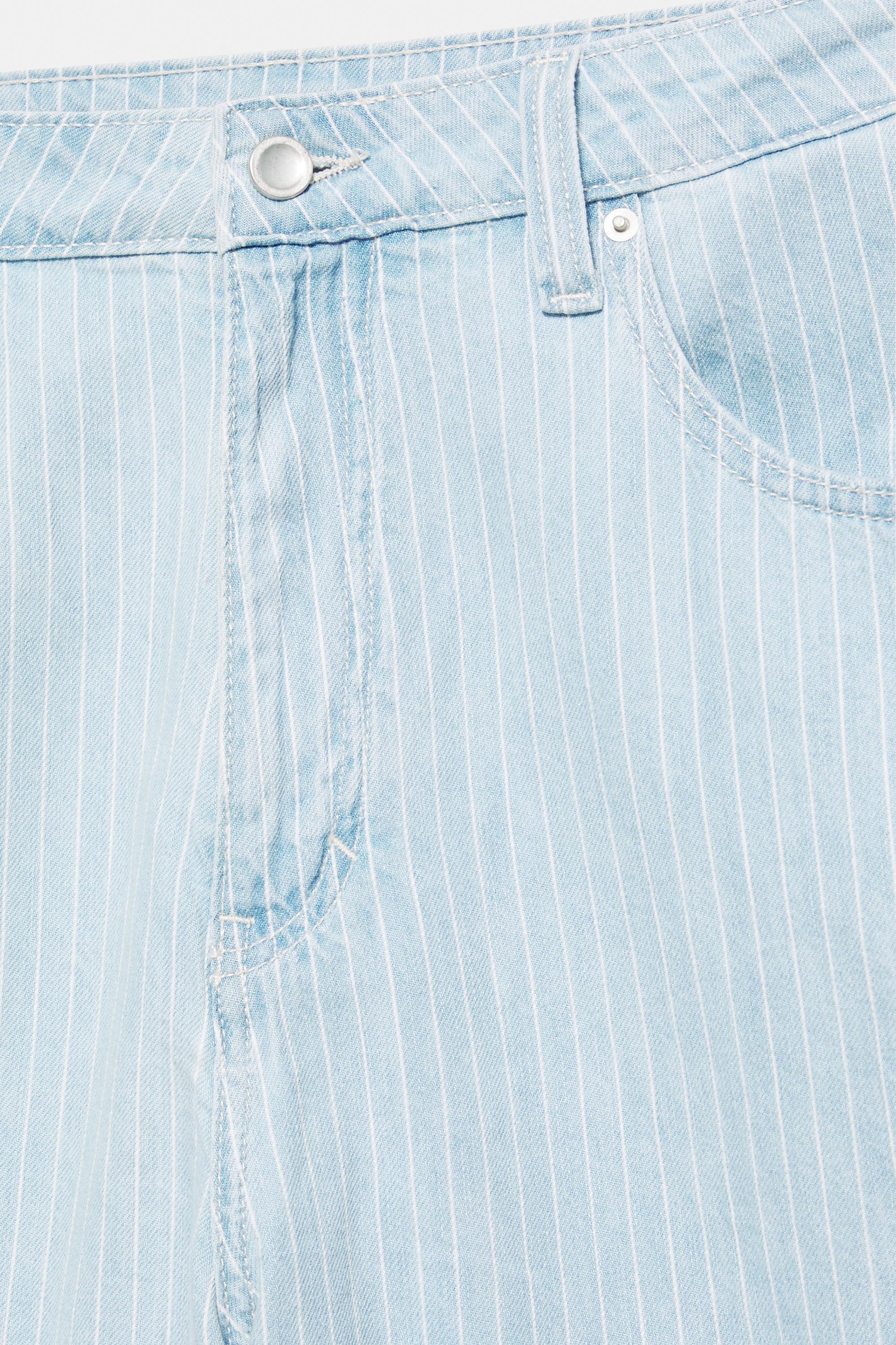 Relaxed fit striped denim Bermuda shorts — Pale indigo