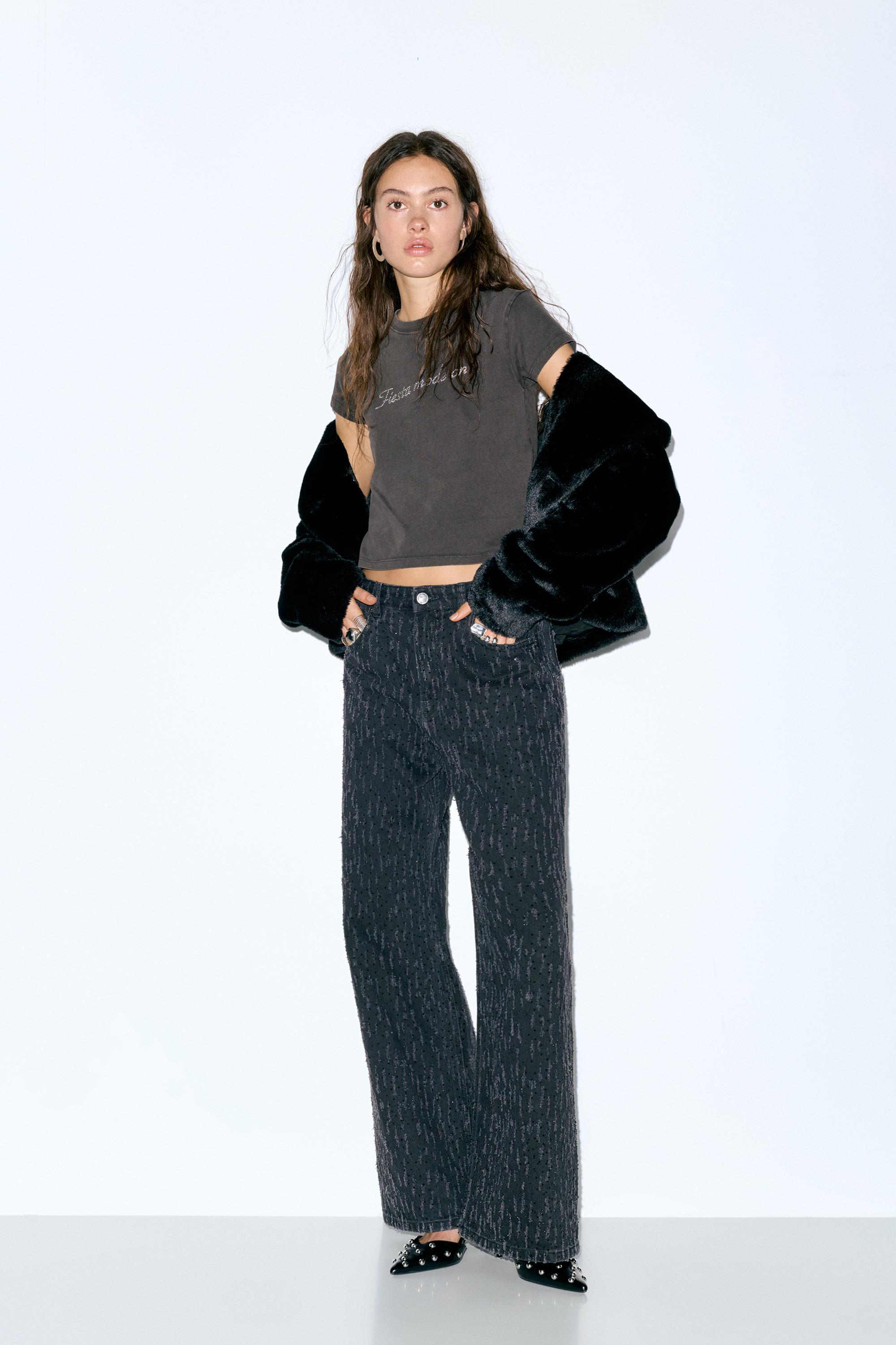 Siyah parlak taşlı t-shirt - Görsel 6