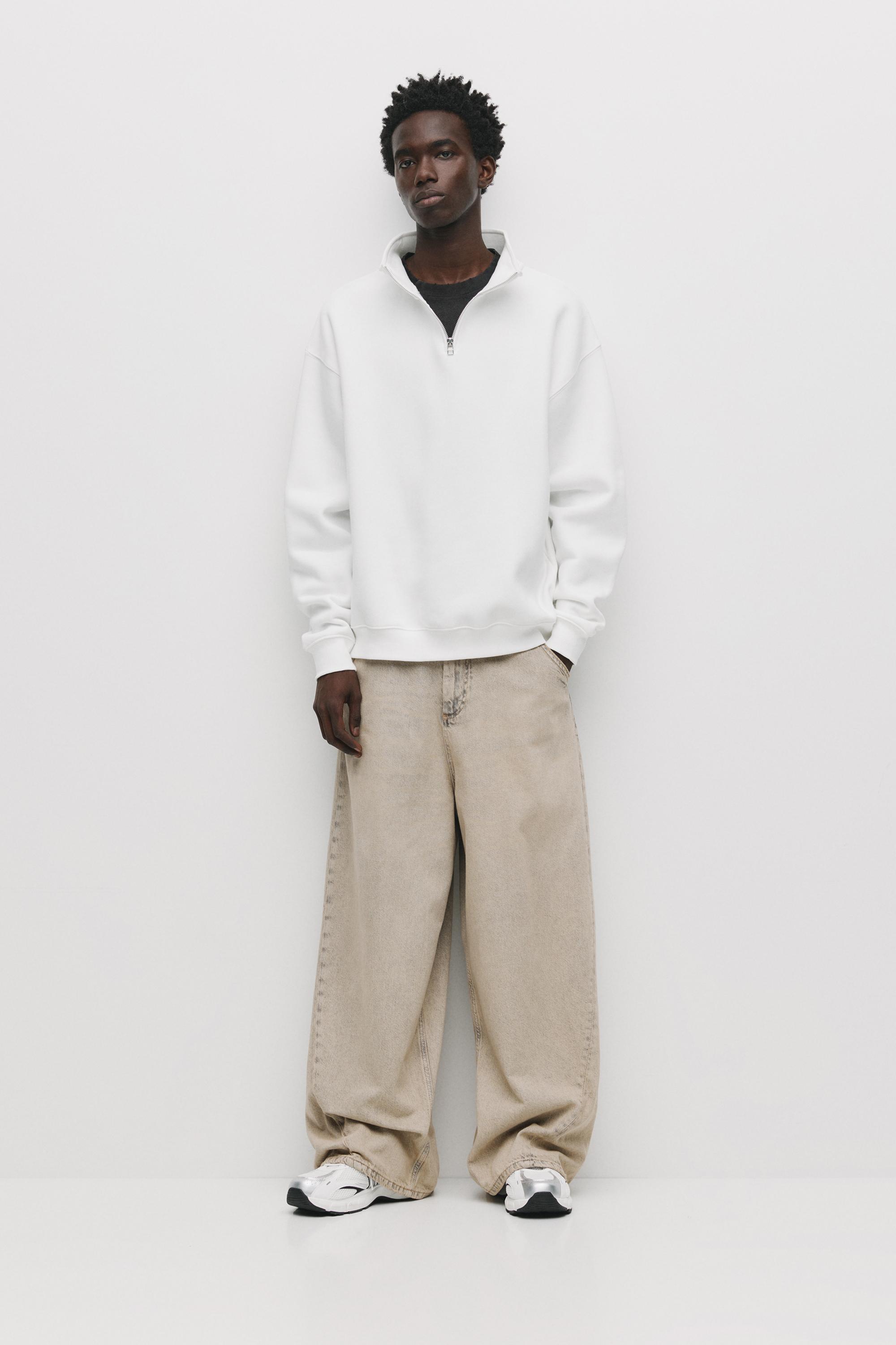 Basic quarter-zip sweatshirt — Off white