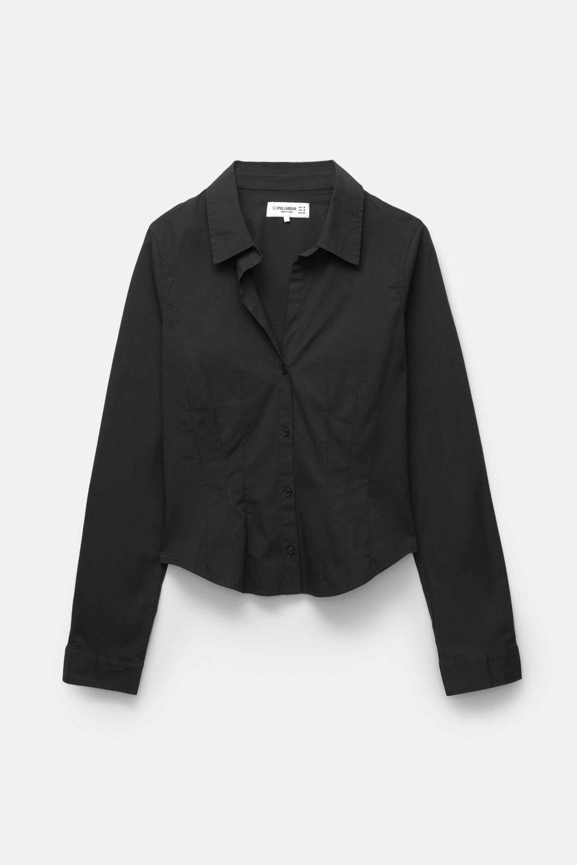 Fitted poplin shirt with pleats