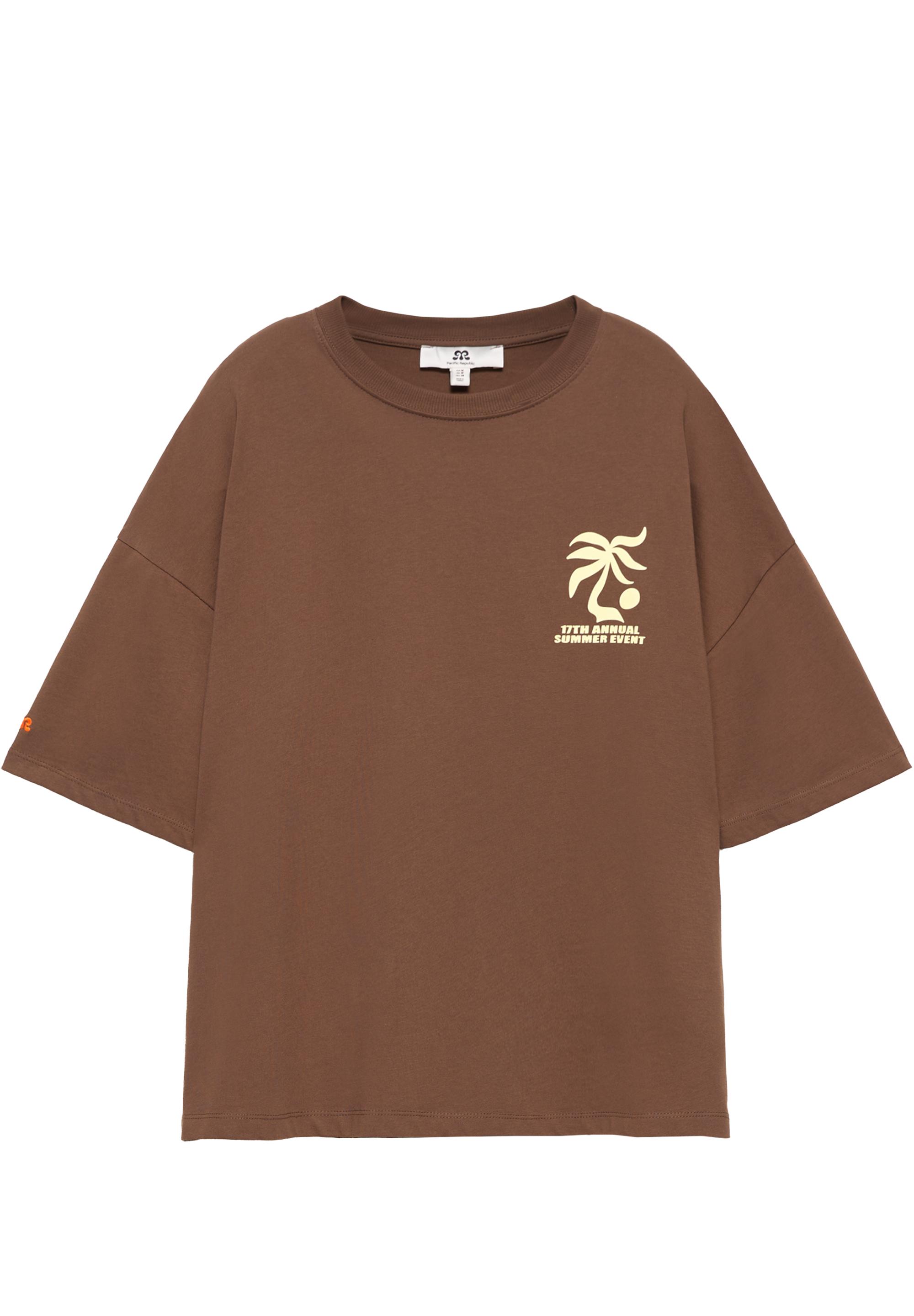 Brown palm tree graphic T-shirt — Brown
