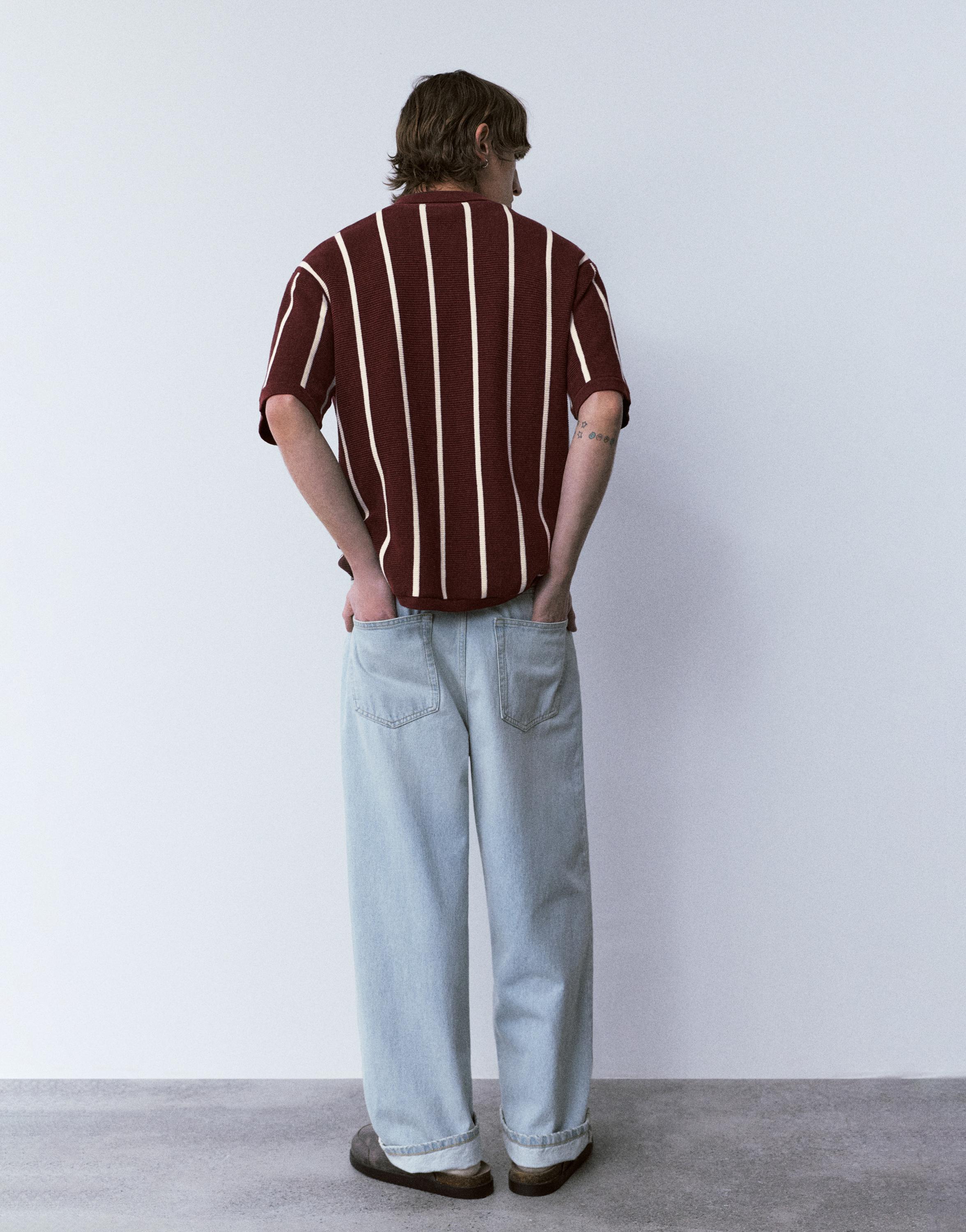 Fermuarlı çizgili triko polo - Görsel 10