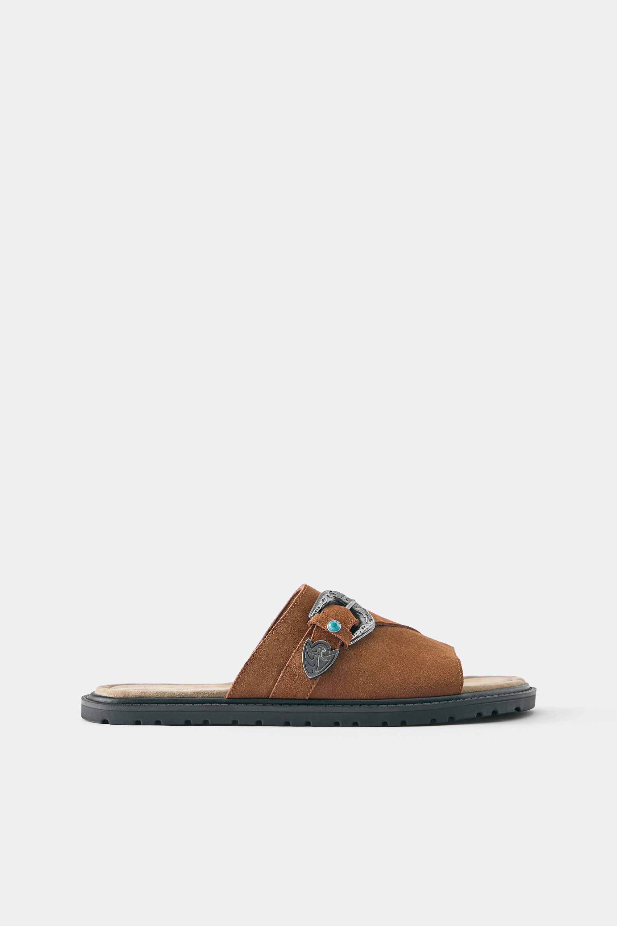 Leather cowboy sandals — Brown