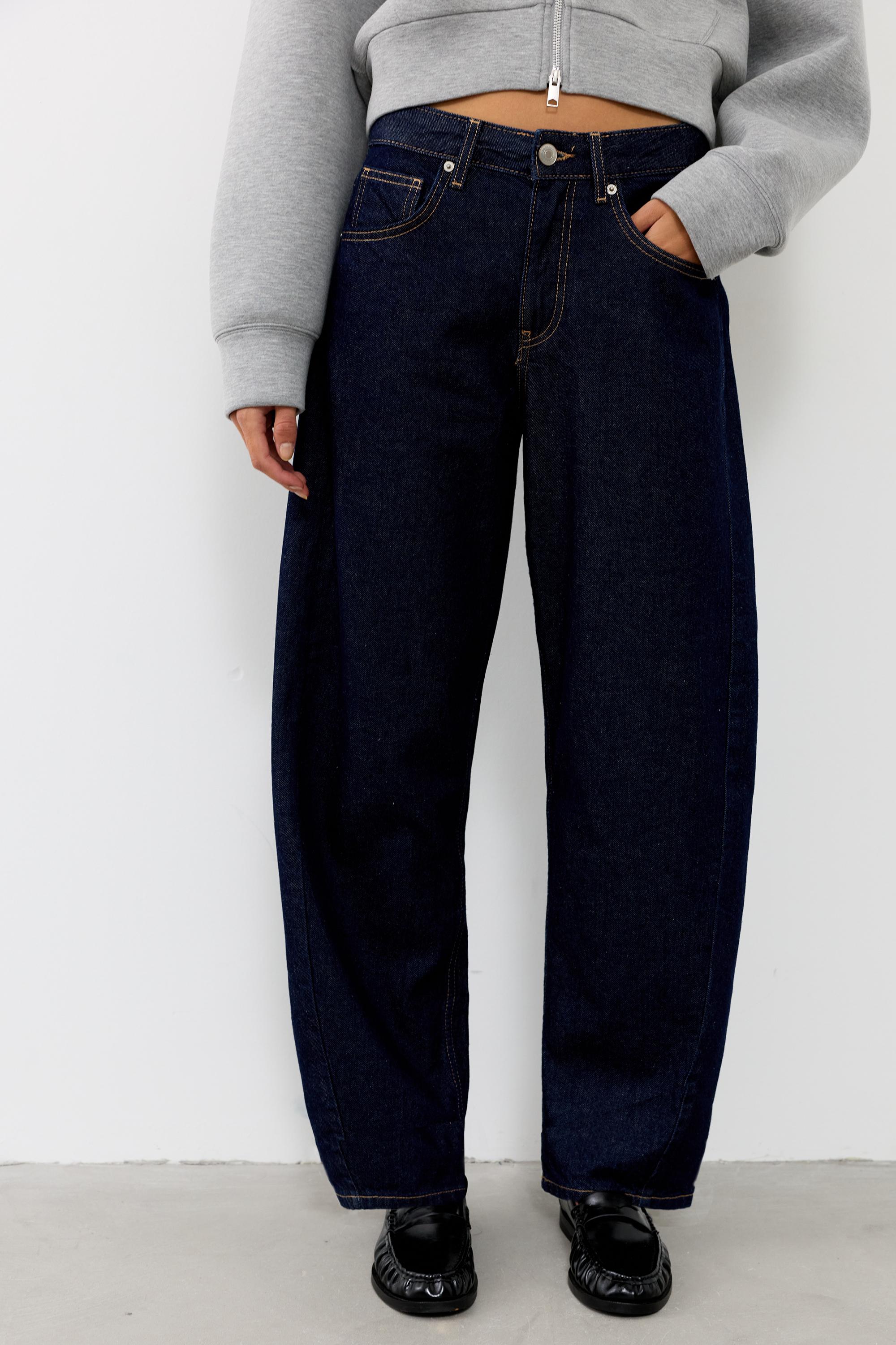 Low-rise barrel jeans — Navy