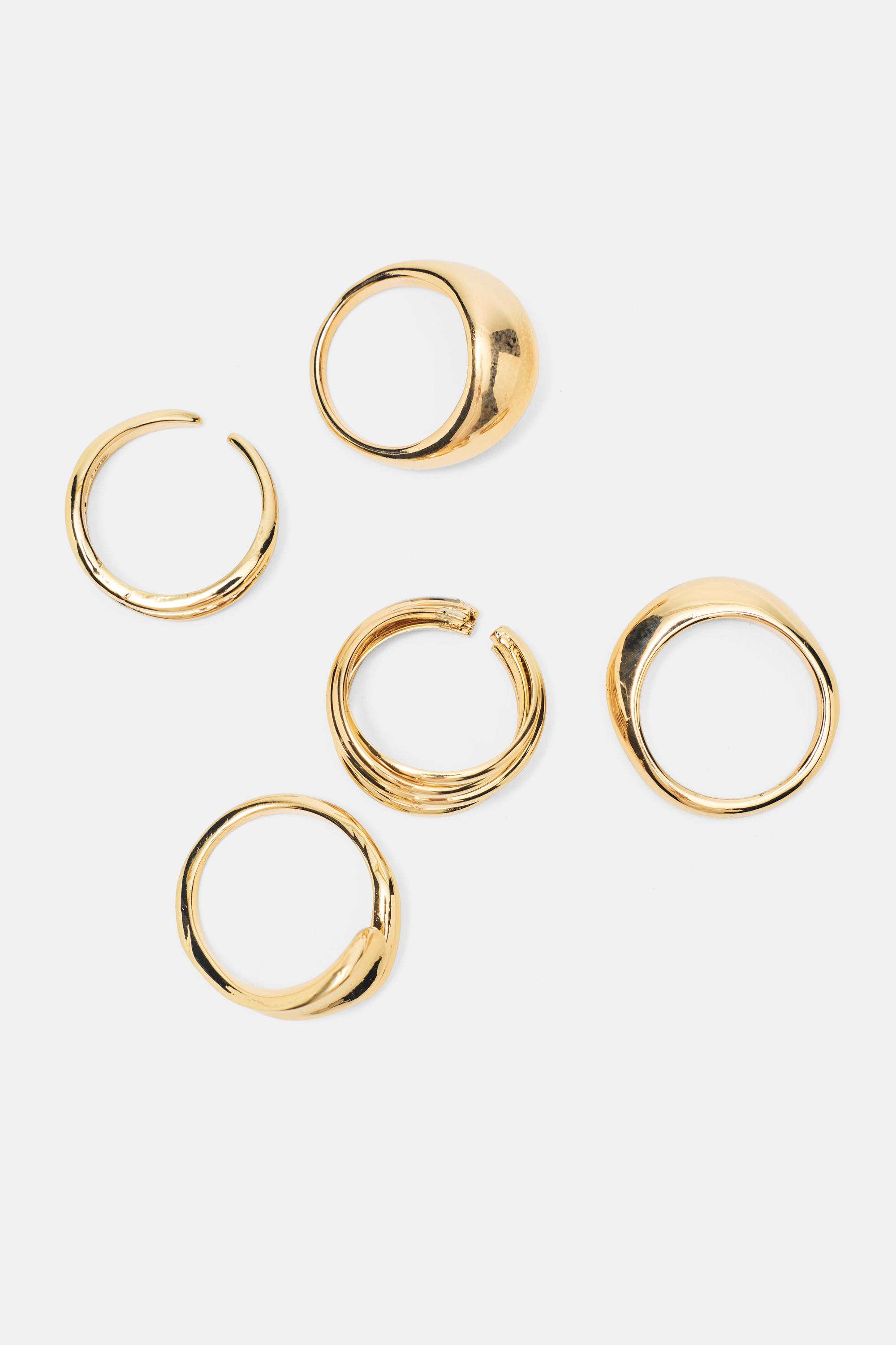 Pack of 5 basic rings — Gold