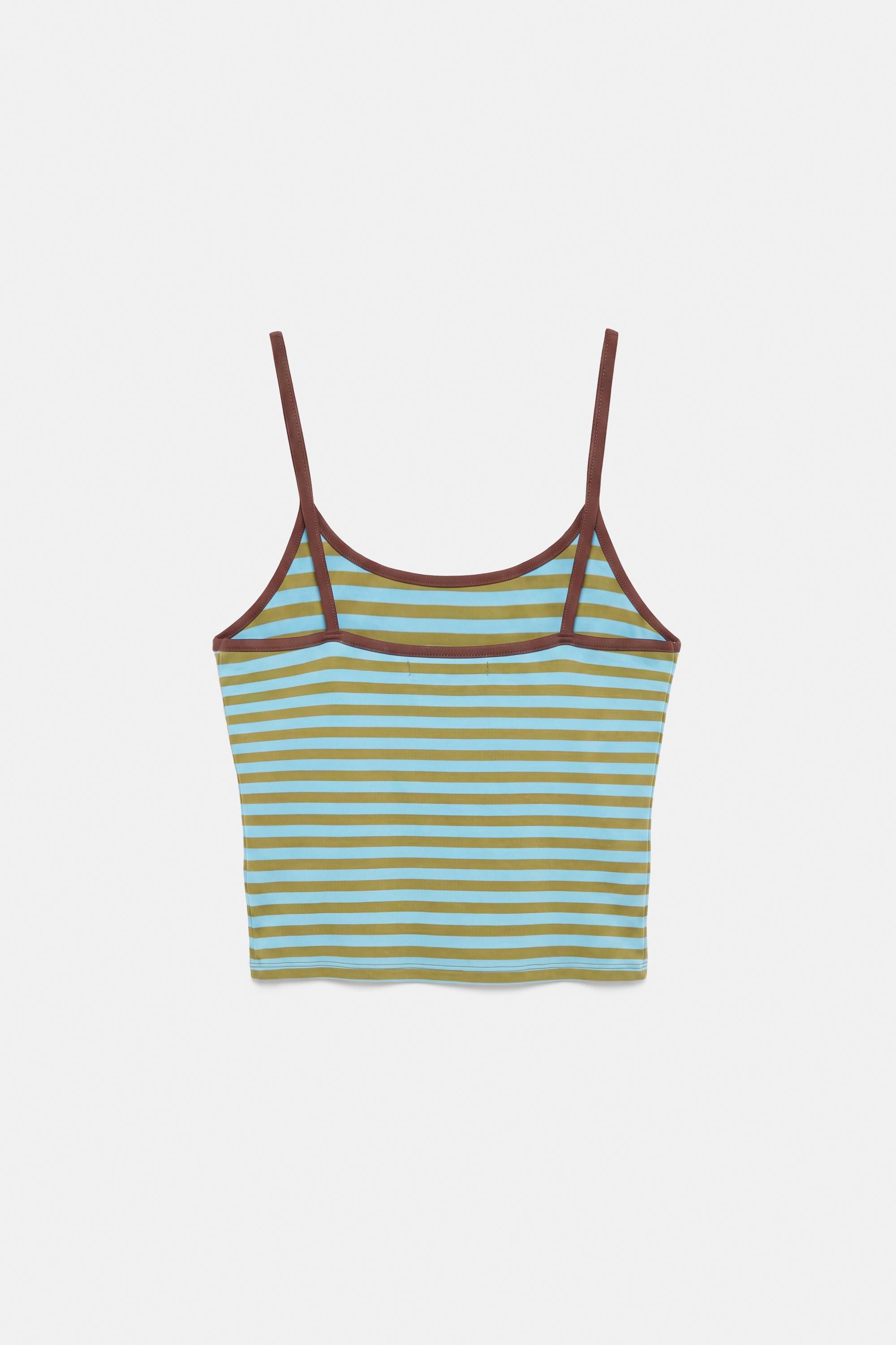 Striped strappy top — Bluish green