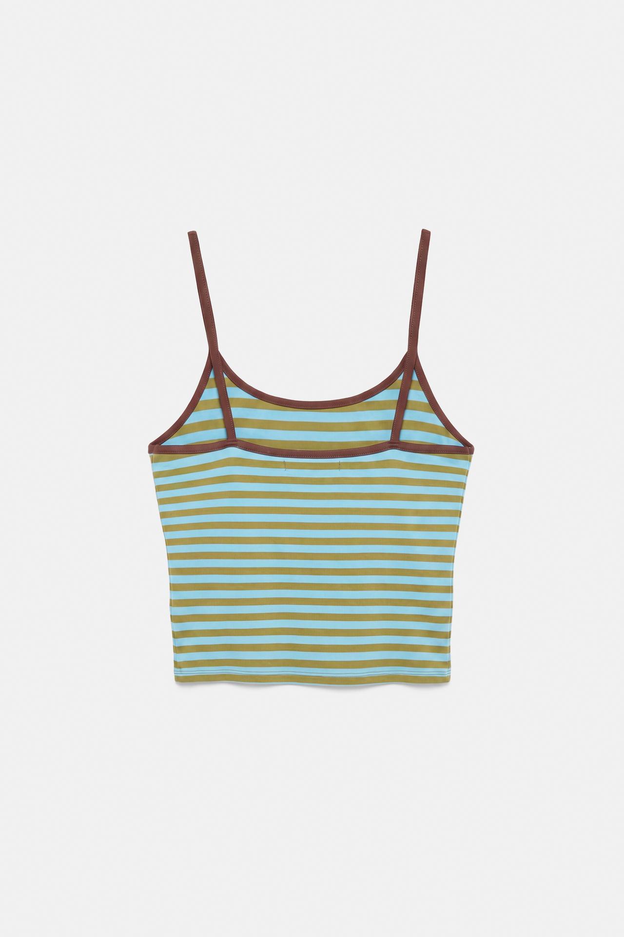 Striped strappy top — Bluish green