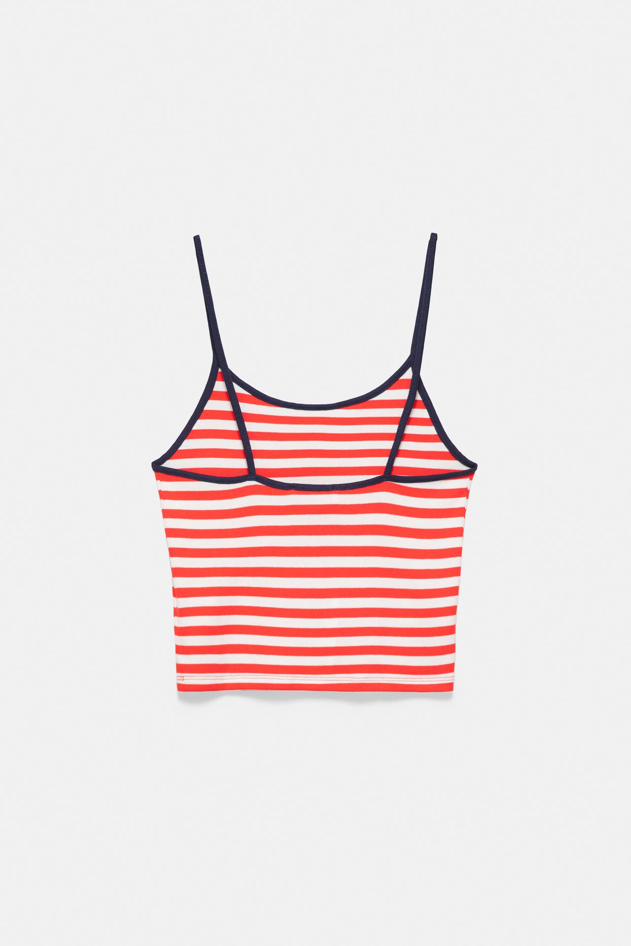 Striped strappy top — White/Red