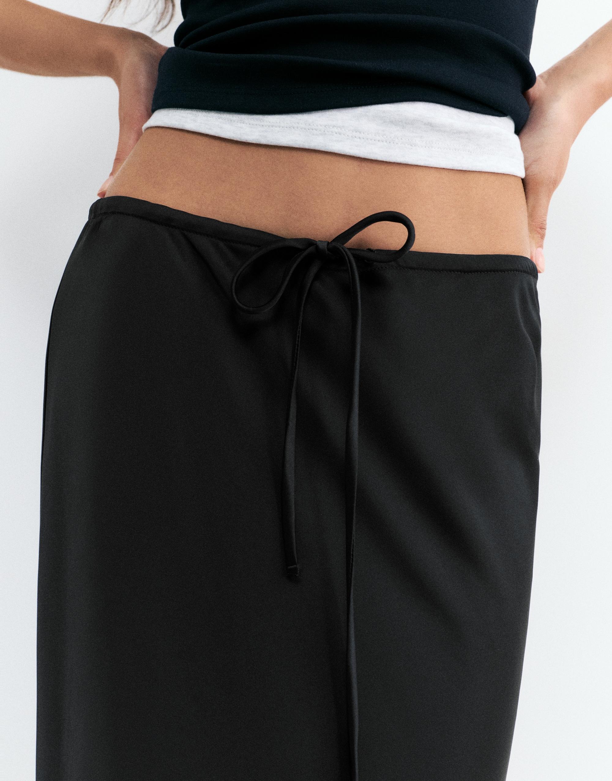 Satin midi skirt — Black