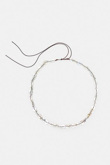 Mother-of-pearl-effect button belt — Ecru 1