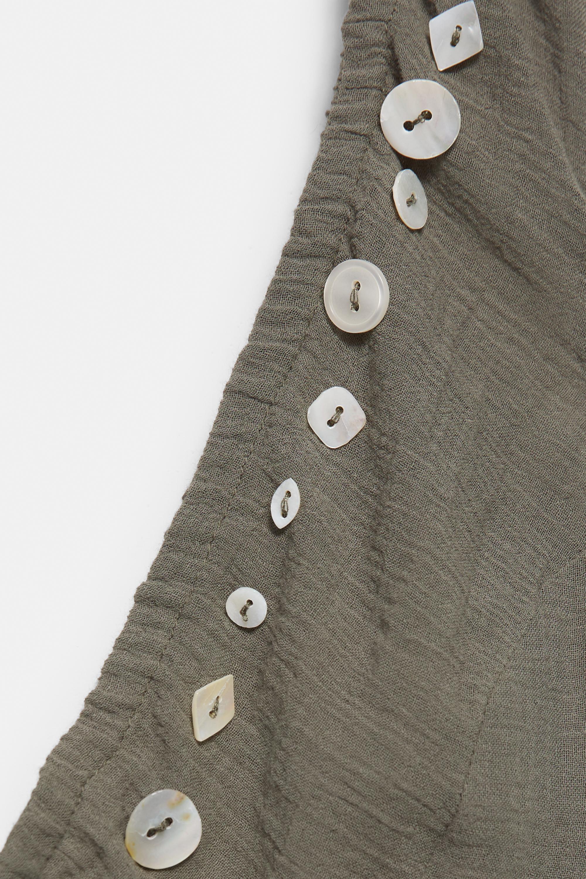 Halter neck top with buttons — Khaki