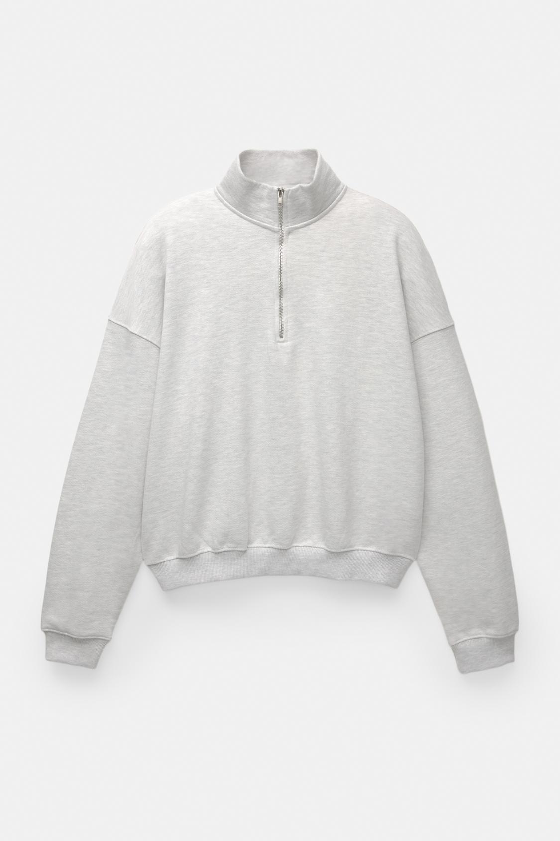 Quarter Zip Gray Zipper Sweater Quarter-zip Boxy Fit Sweatshirt