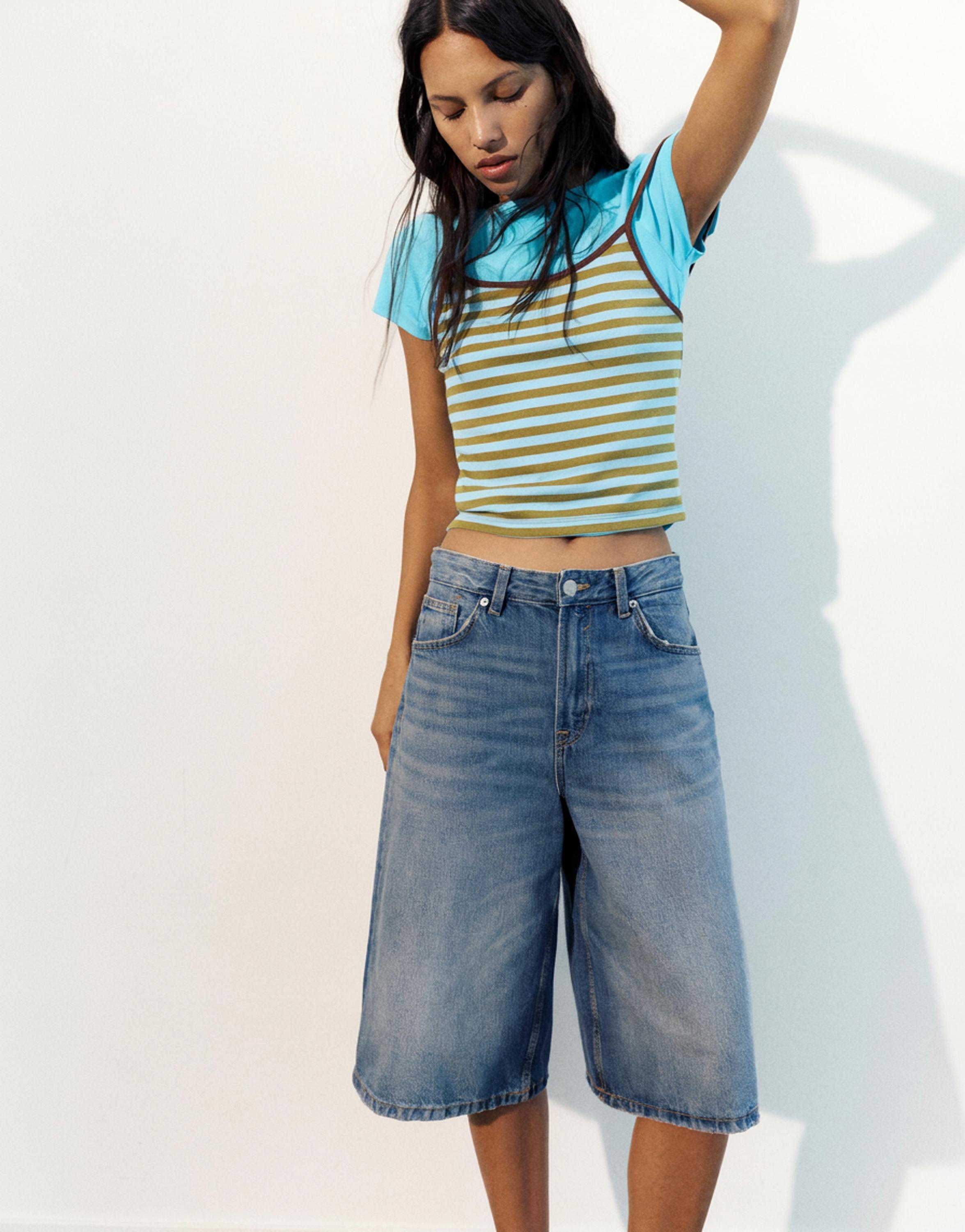 Low-rise denim jorts — Dark blue