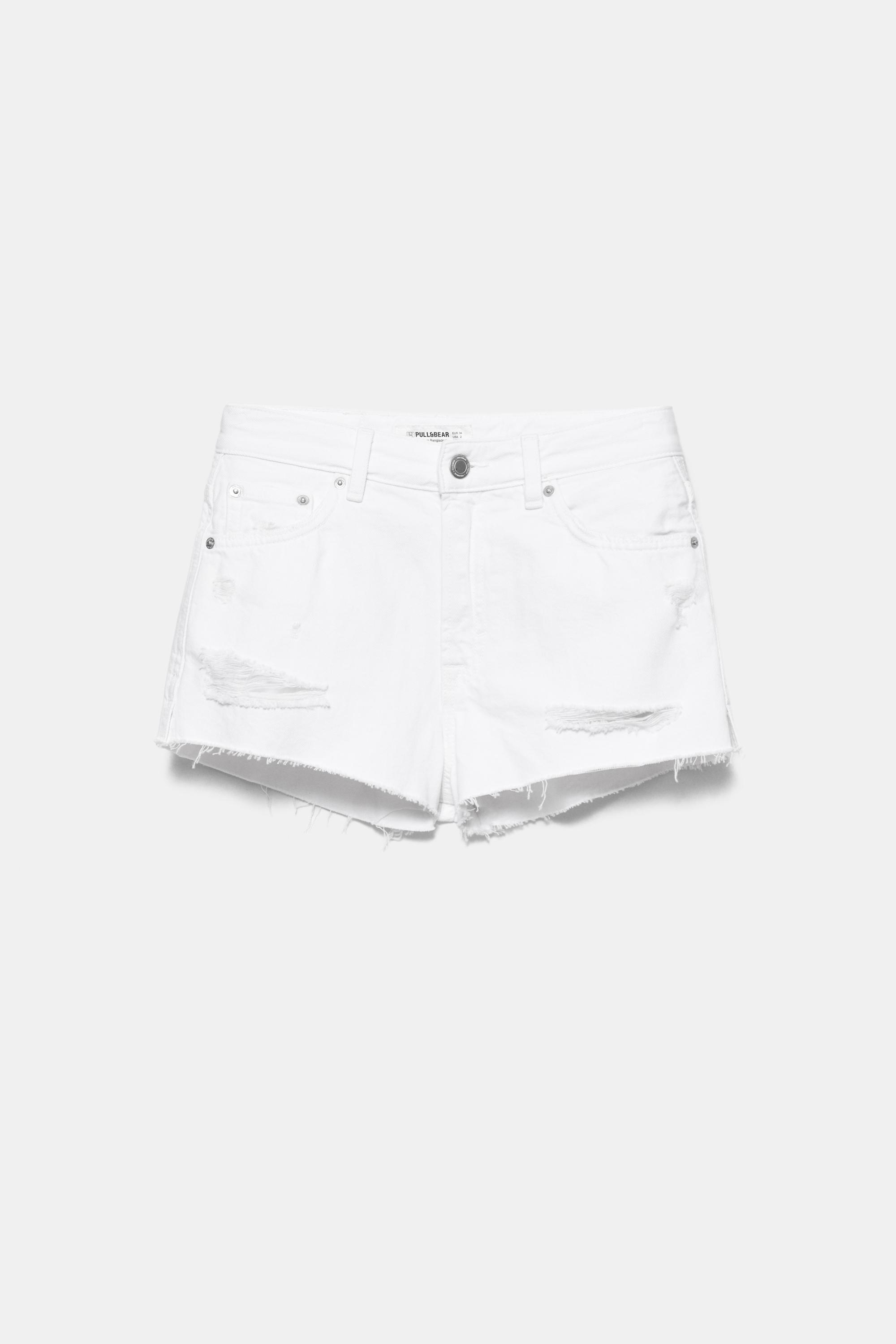Mom fit yırtık denim şort - Görsel 19