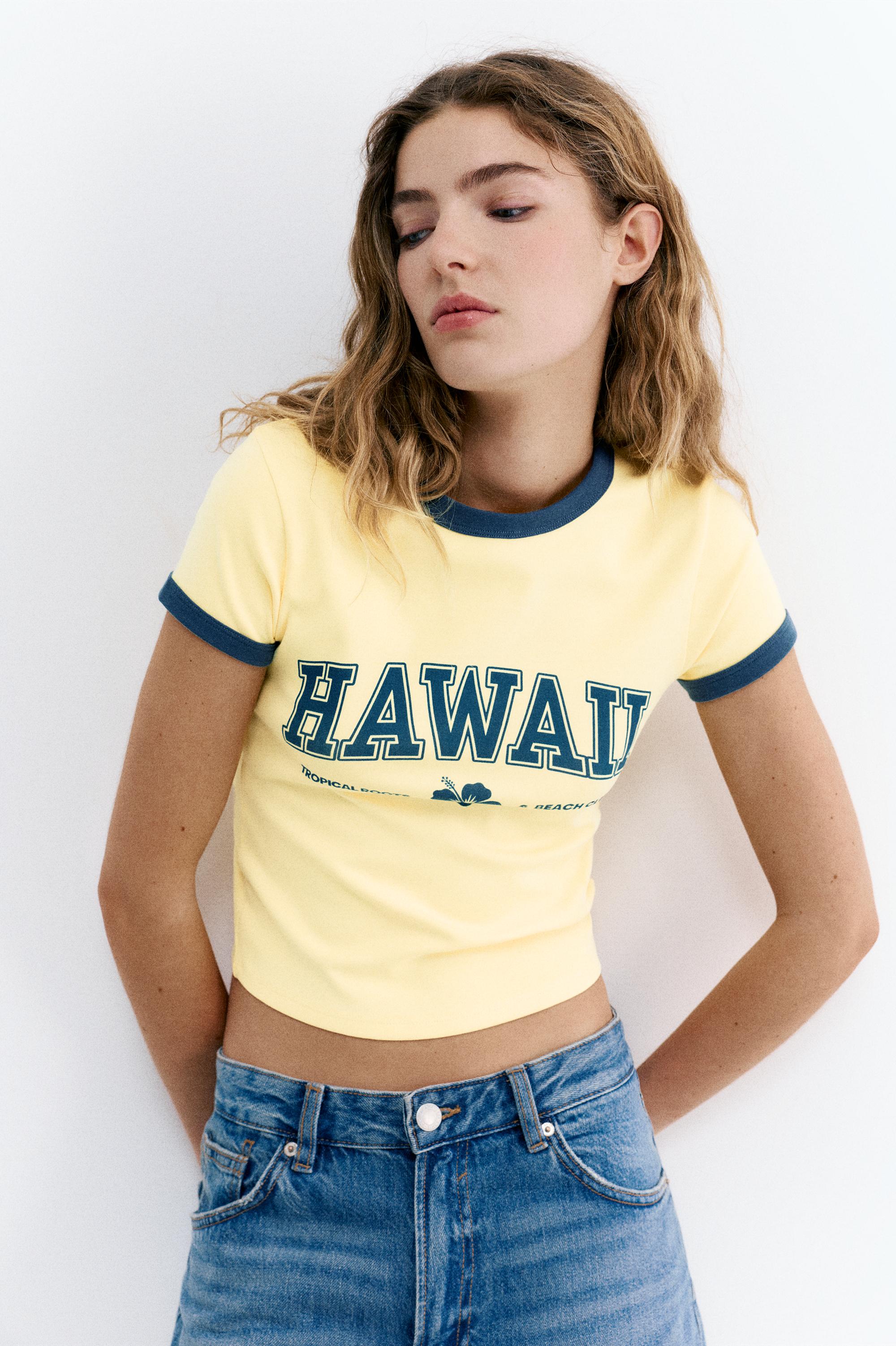 Ribbed graphic T-shirt — Yellow