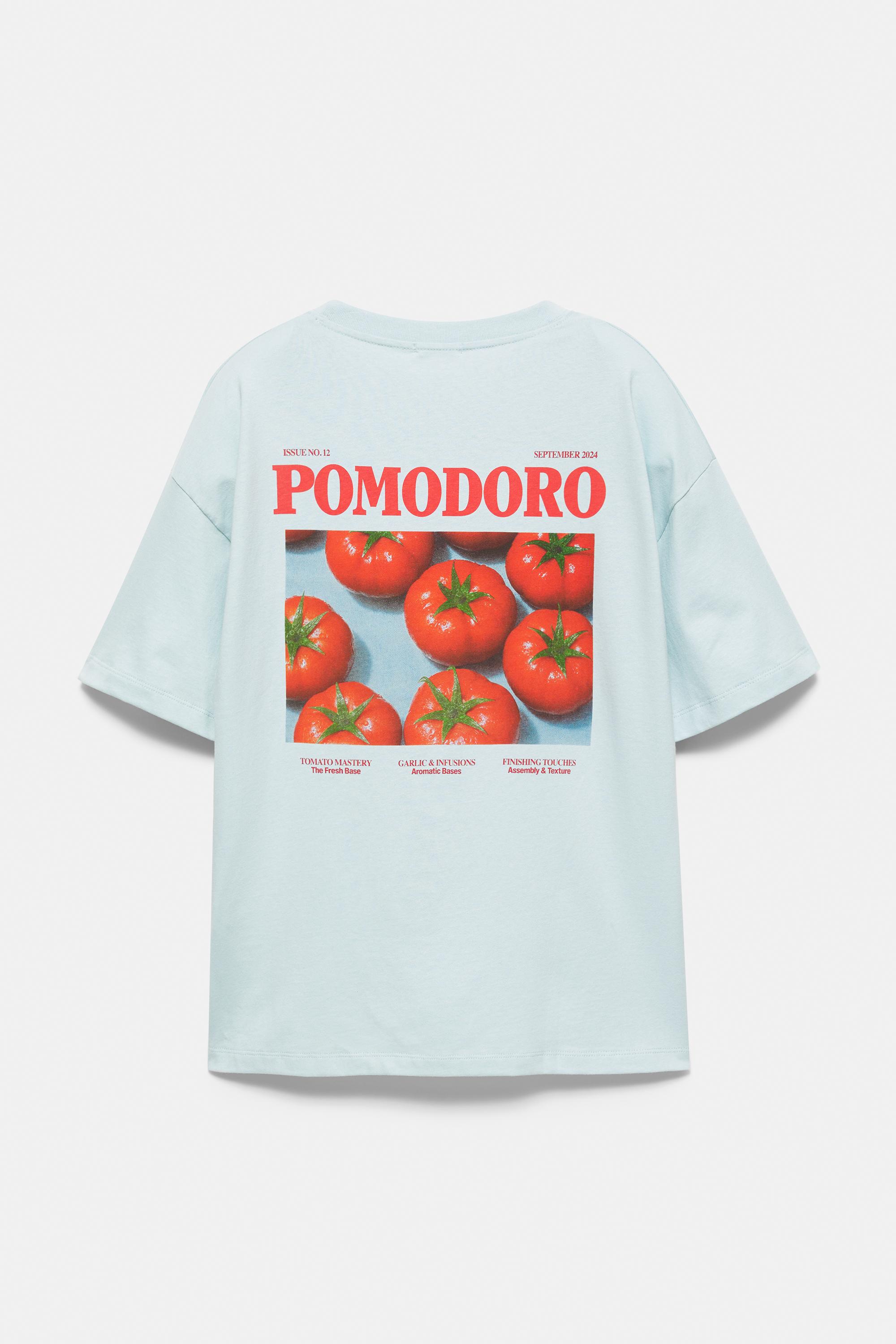 Oversize tomato graphic T-shirt — Pale turquoise