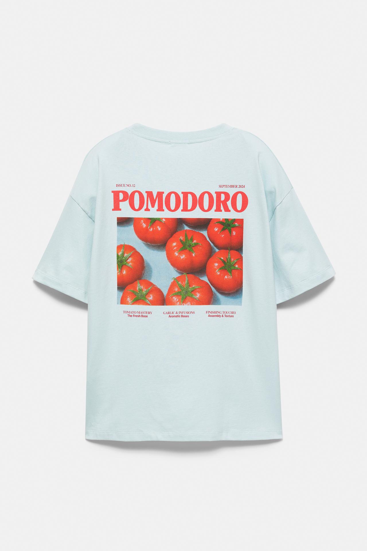 Oversize tomato graphic T-shirt — Pale turquoise
