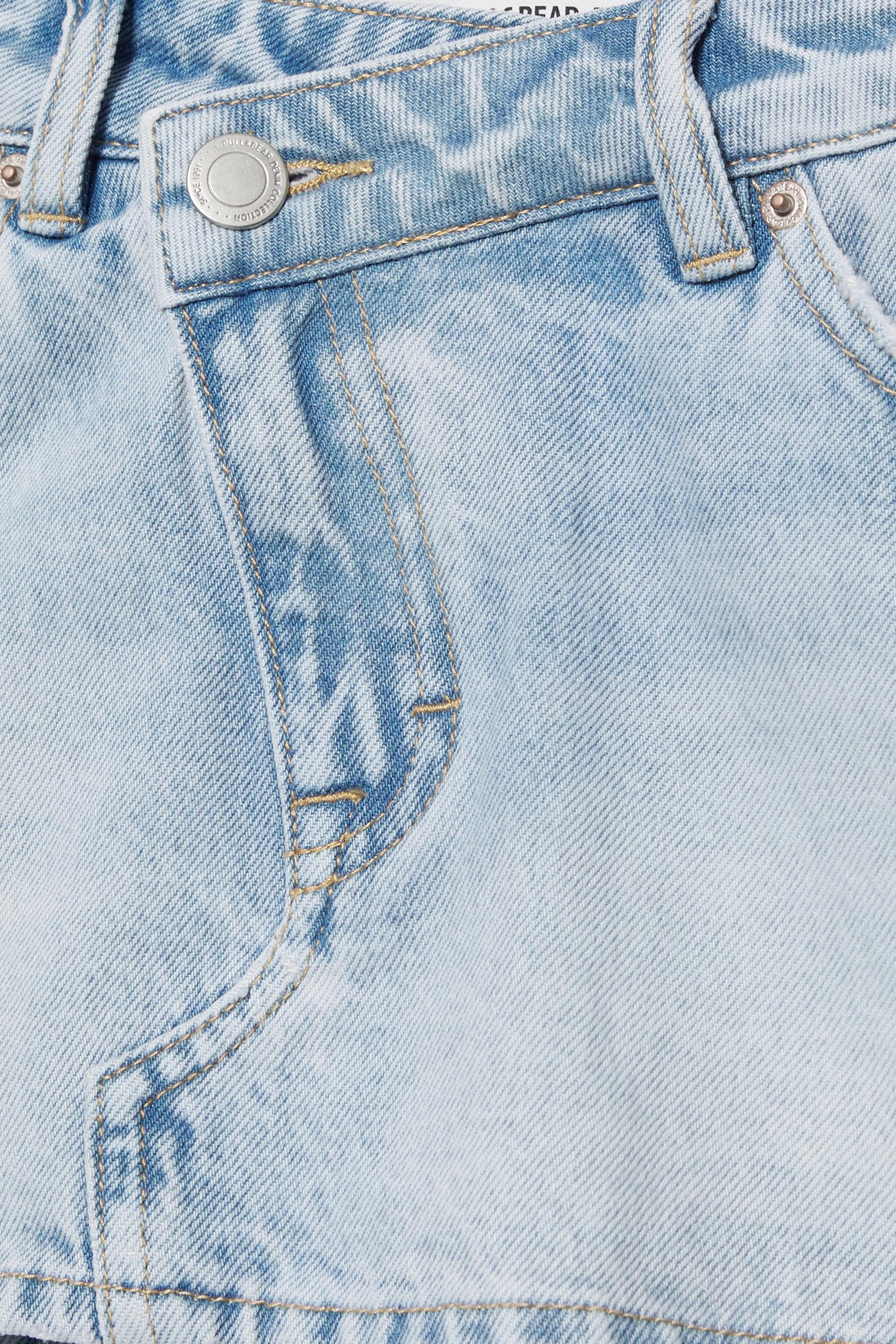 Cross-waist denim skort — Pale blue