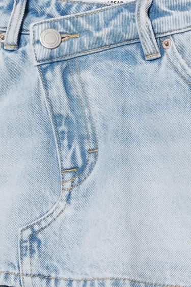 Cross-waist denim skort — Pale blue 9