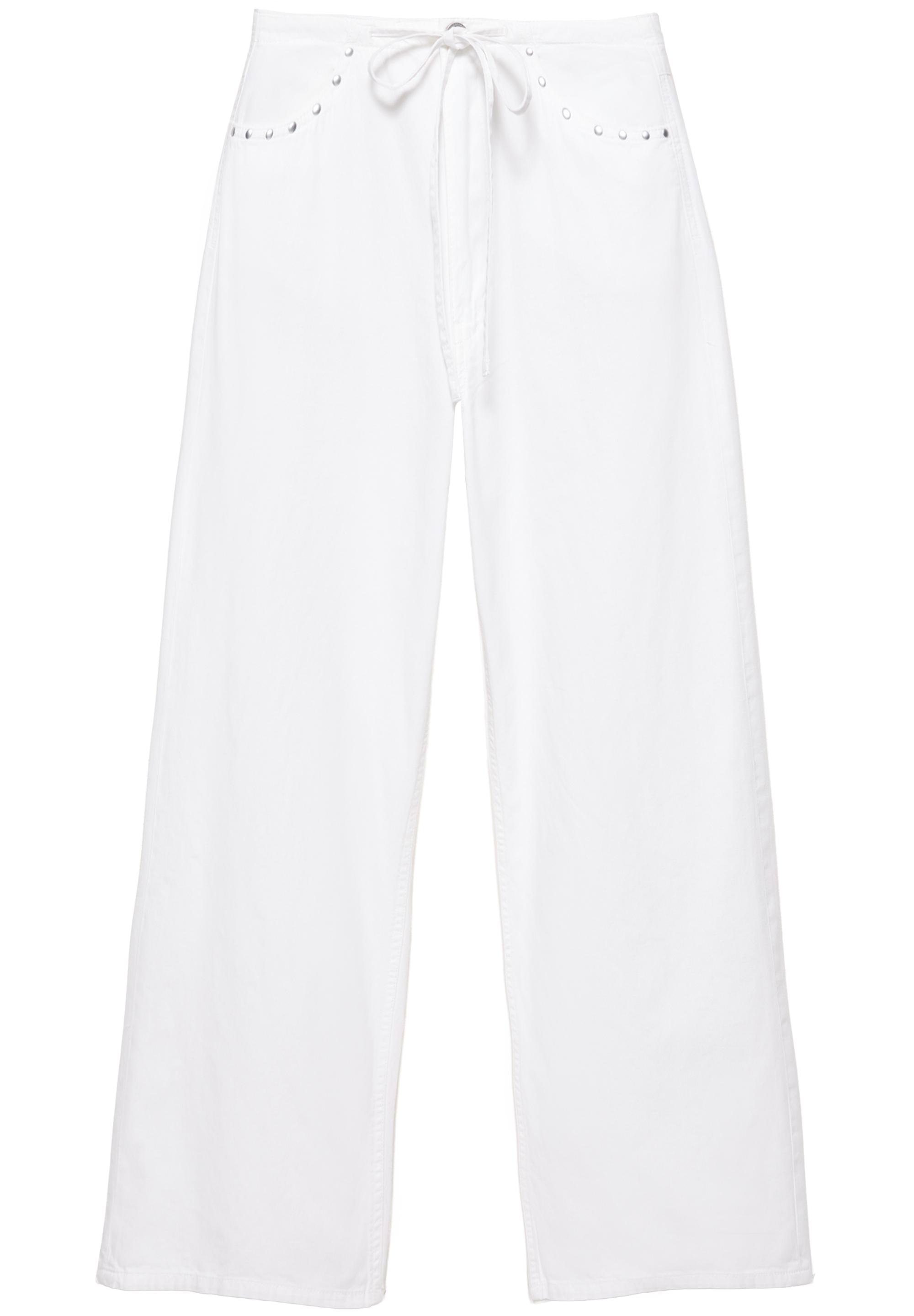 White studded baggy jeans — White