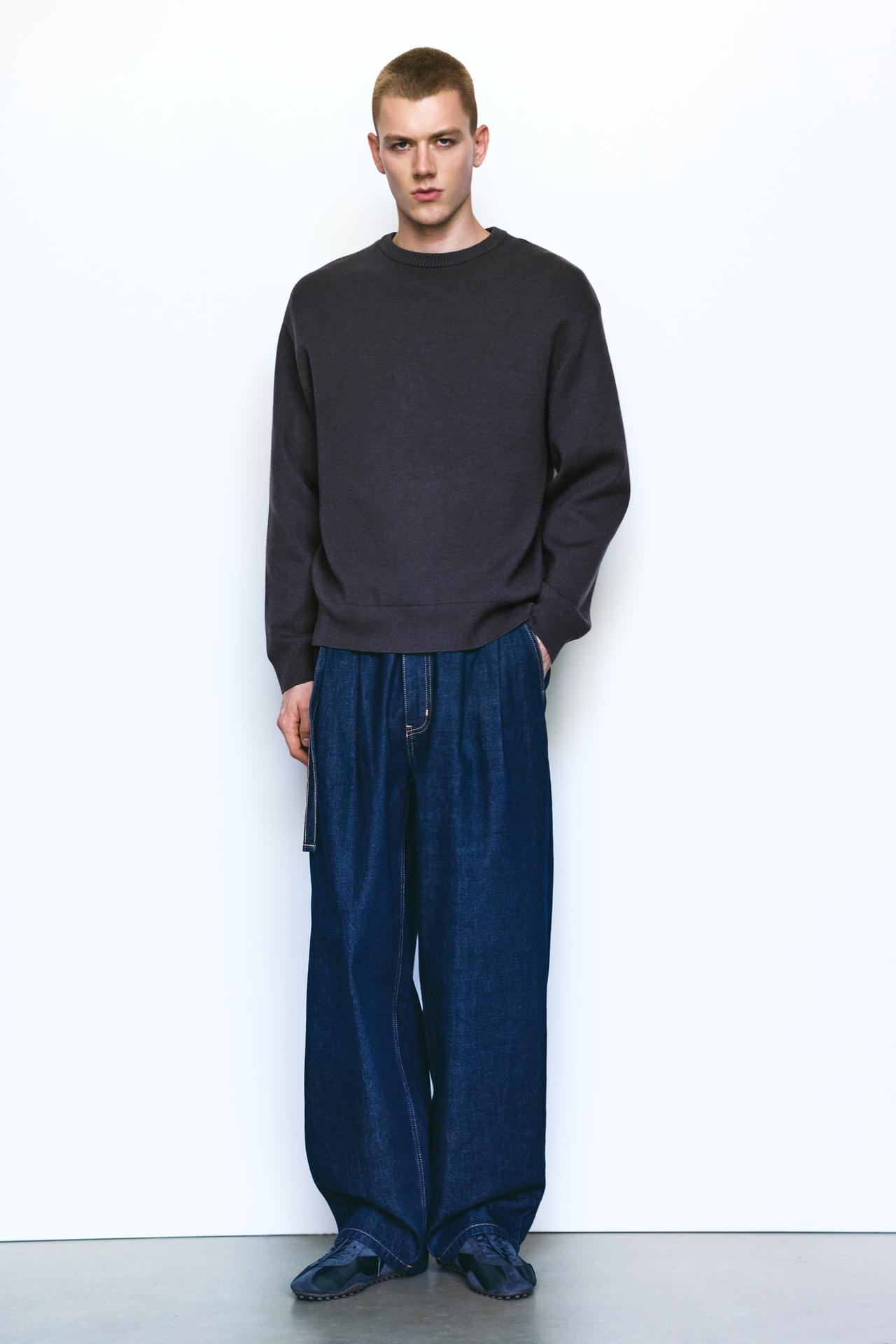 Soft-touch round neck jumper — Dark anthracite