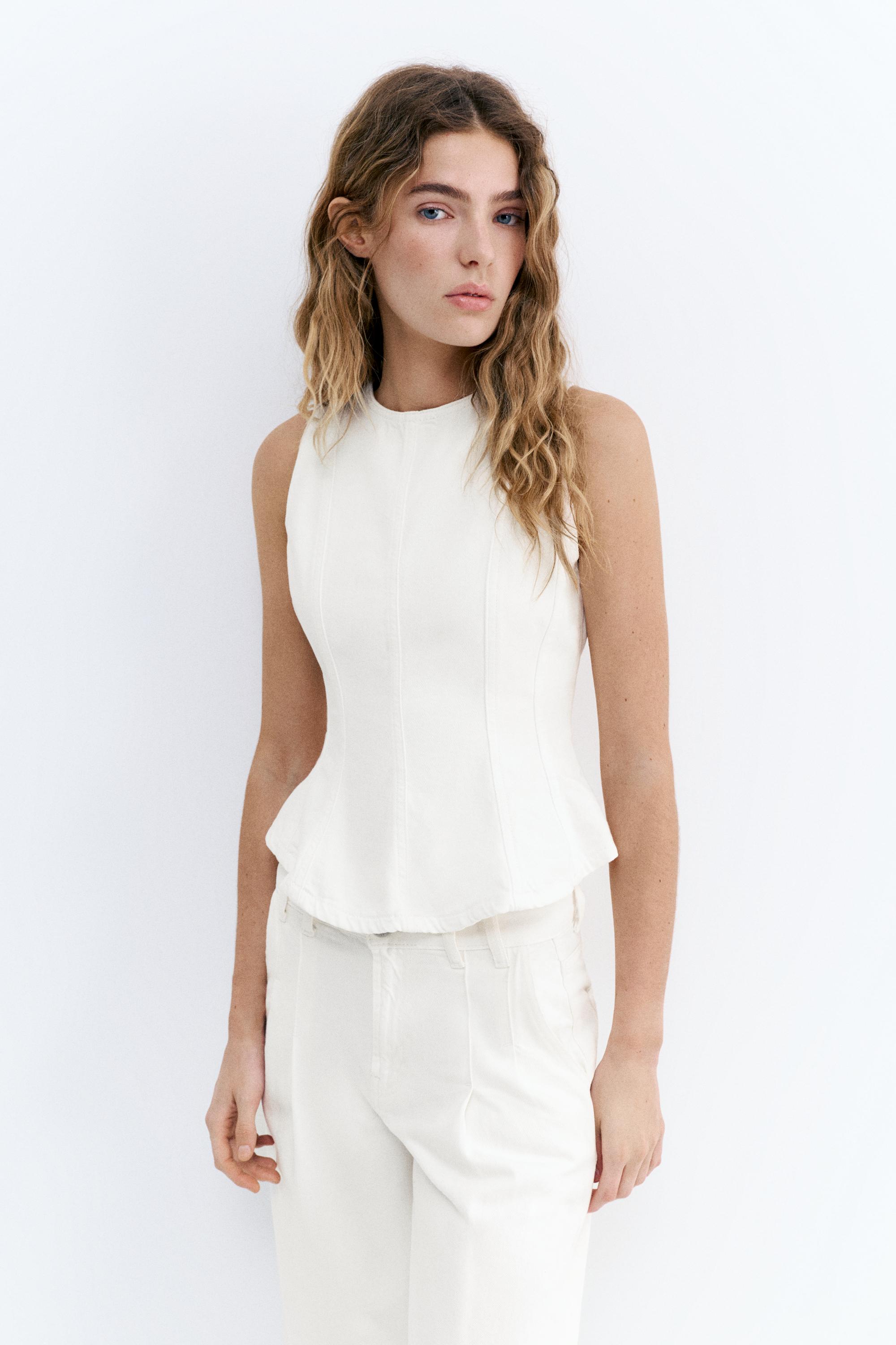 Denim peplum top - Görsel 12