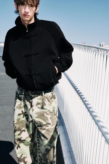 Zip-up sweatshirt with fireman clasp — Black 1