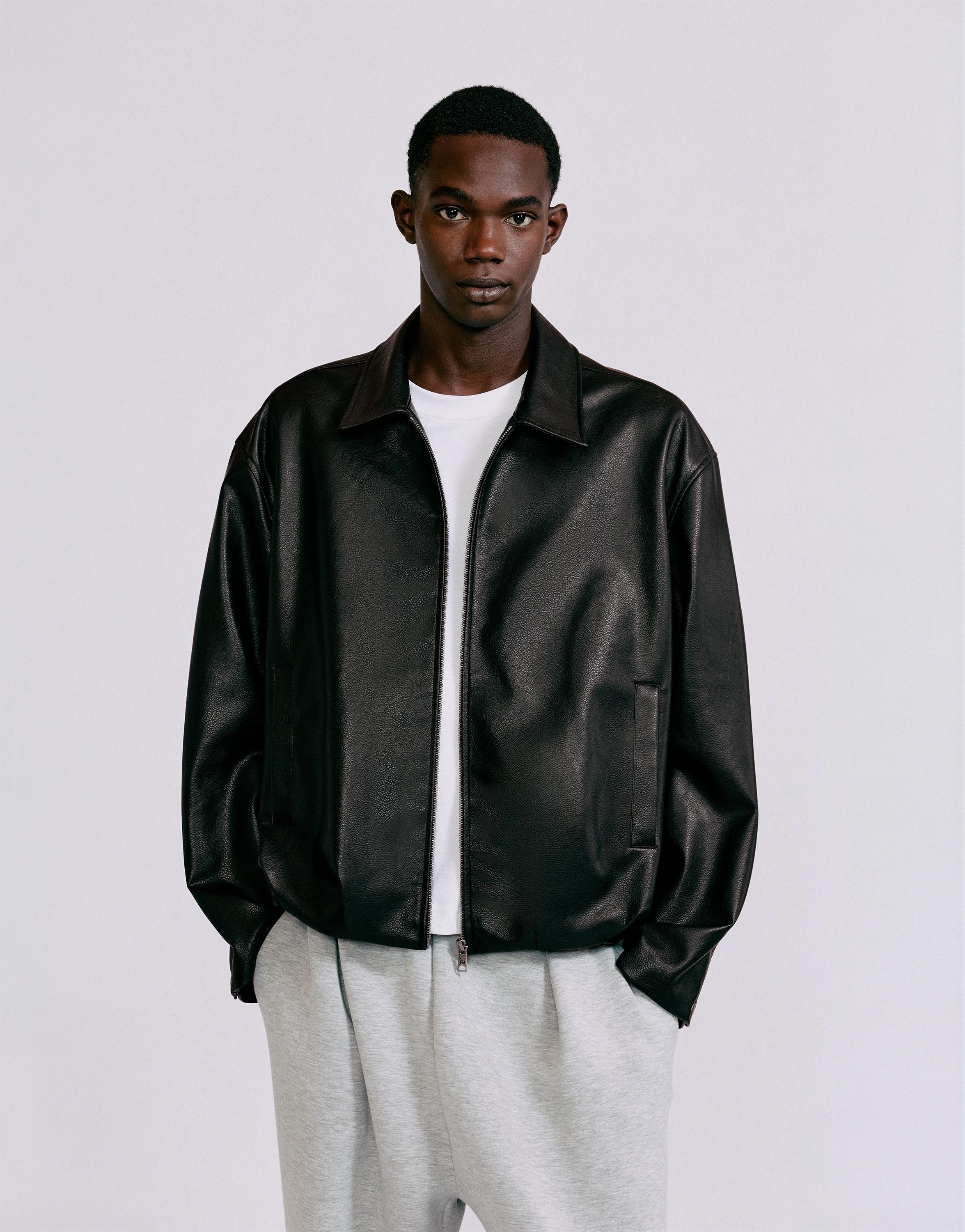 Leather-effect jacket — Black