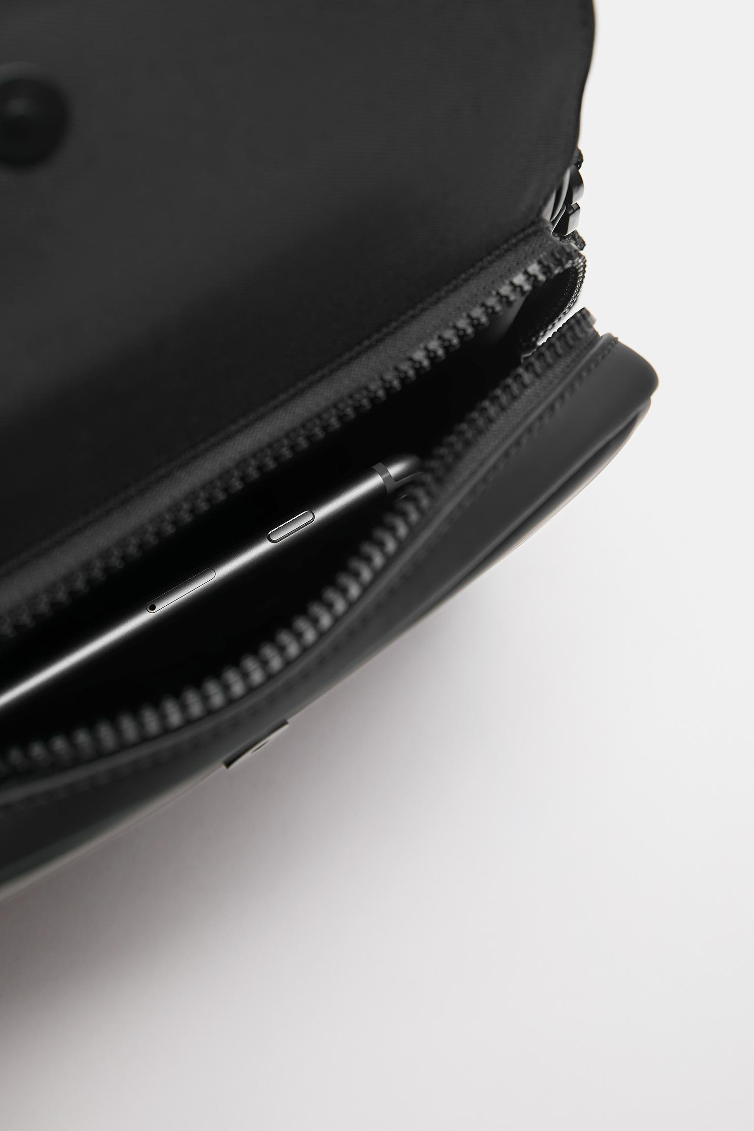 Rubberised crossbody bag — Black