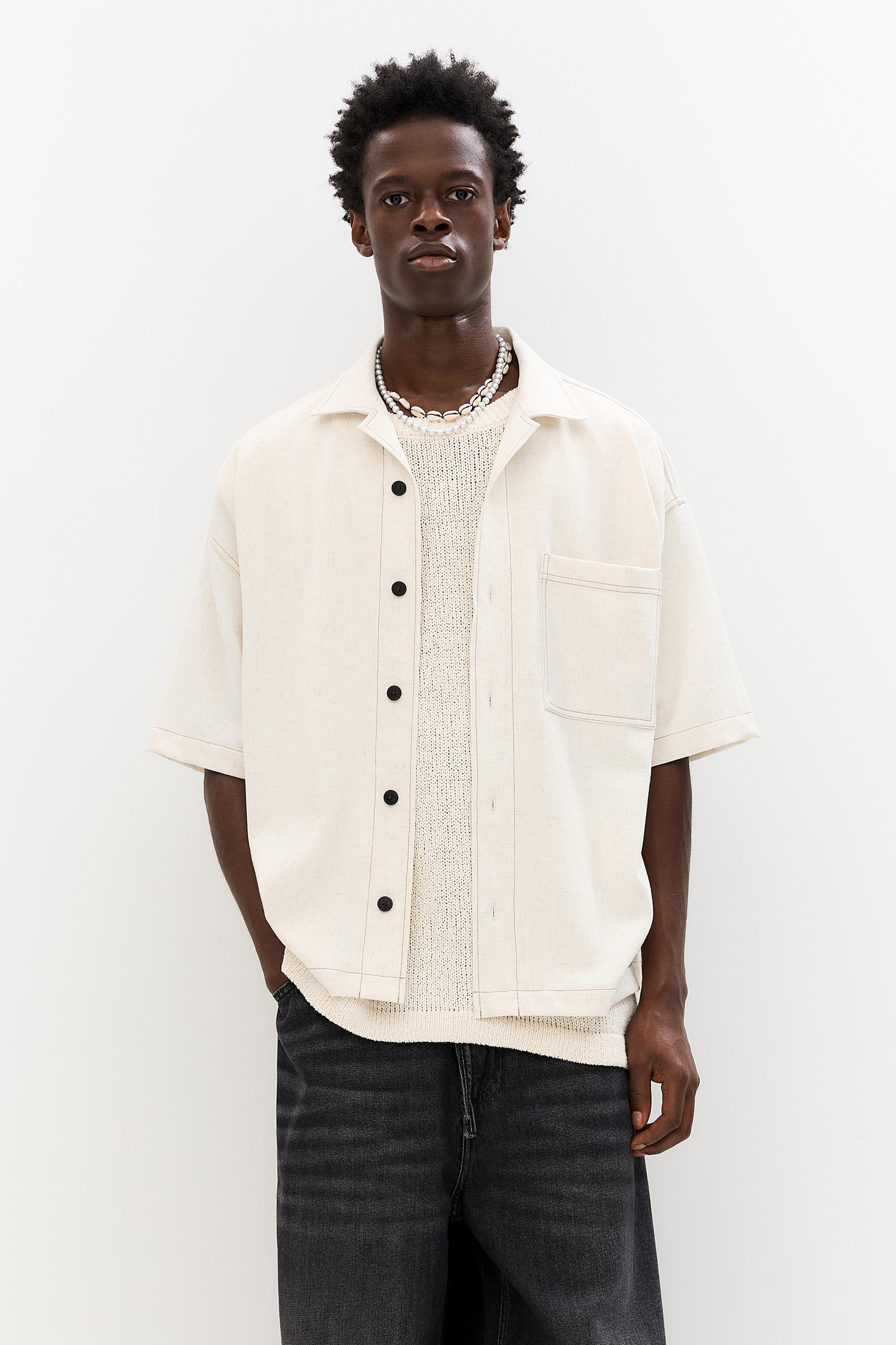 Rustikales Hemd Mit Kurzen Ärmeln