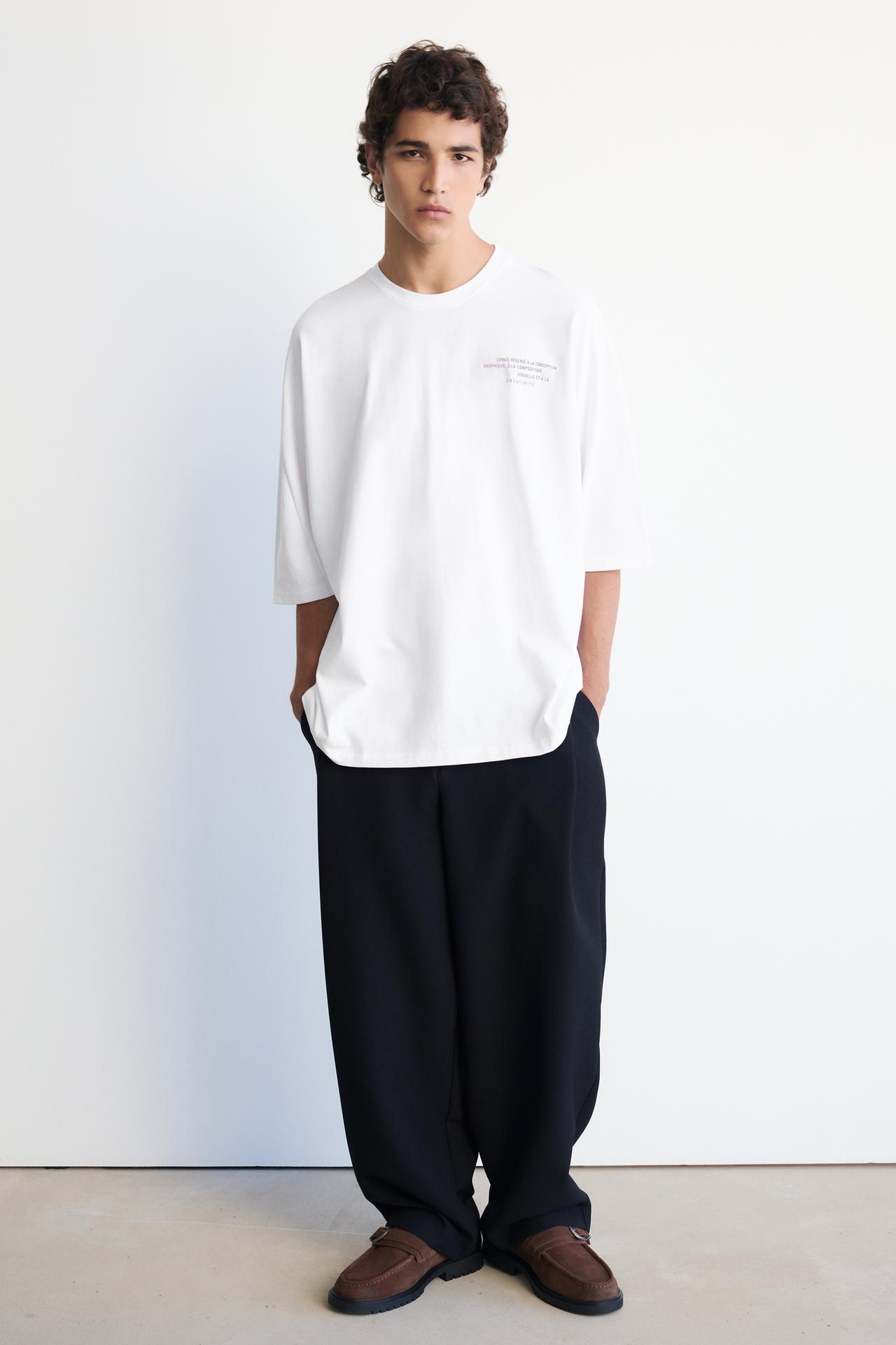 Boxy-fit slogan T-shirt — White
