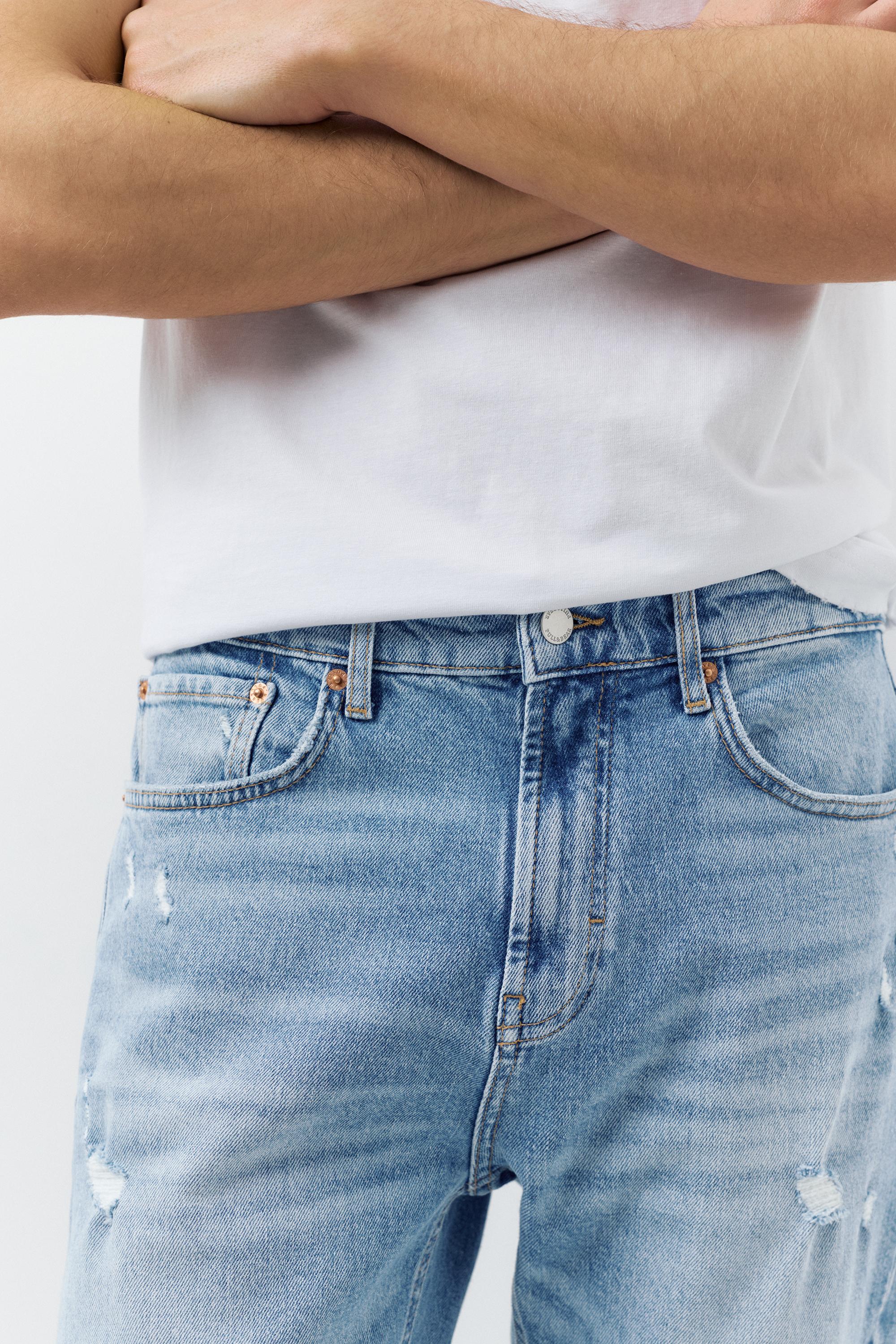 Ripped slim fit jeans — Medium blue