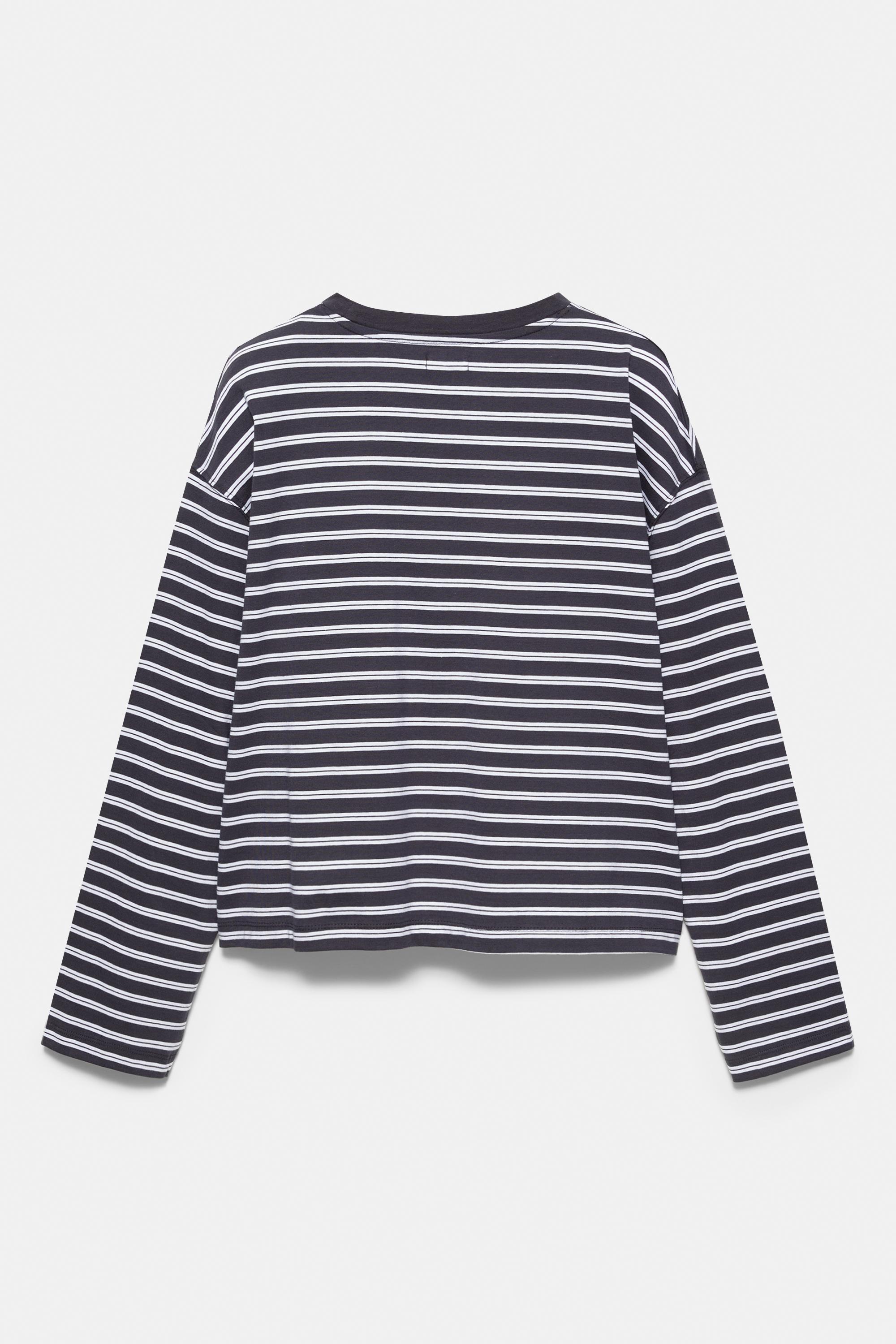 Boxy-fit long sleeve T-shirt — Striped