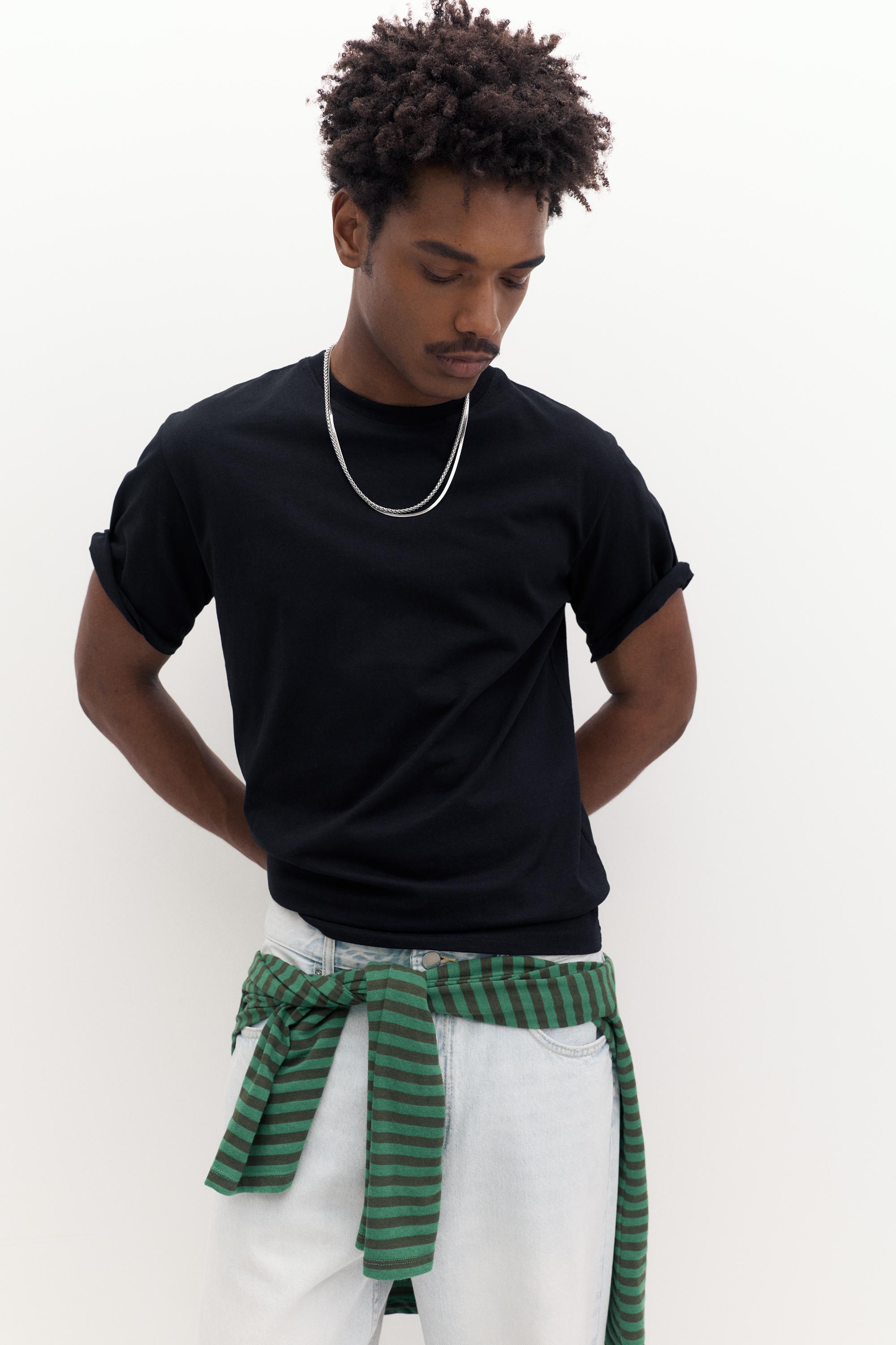 Basic short sleeve cotton T-shirt — Black