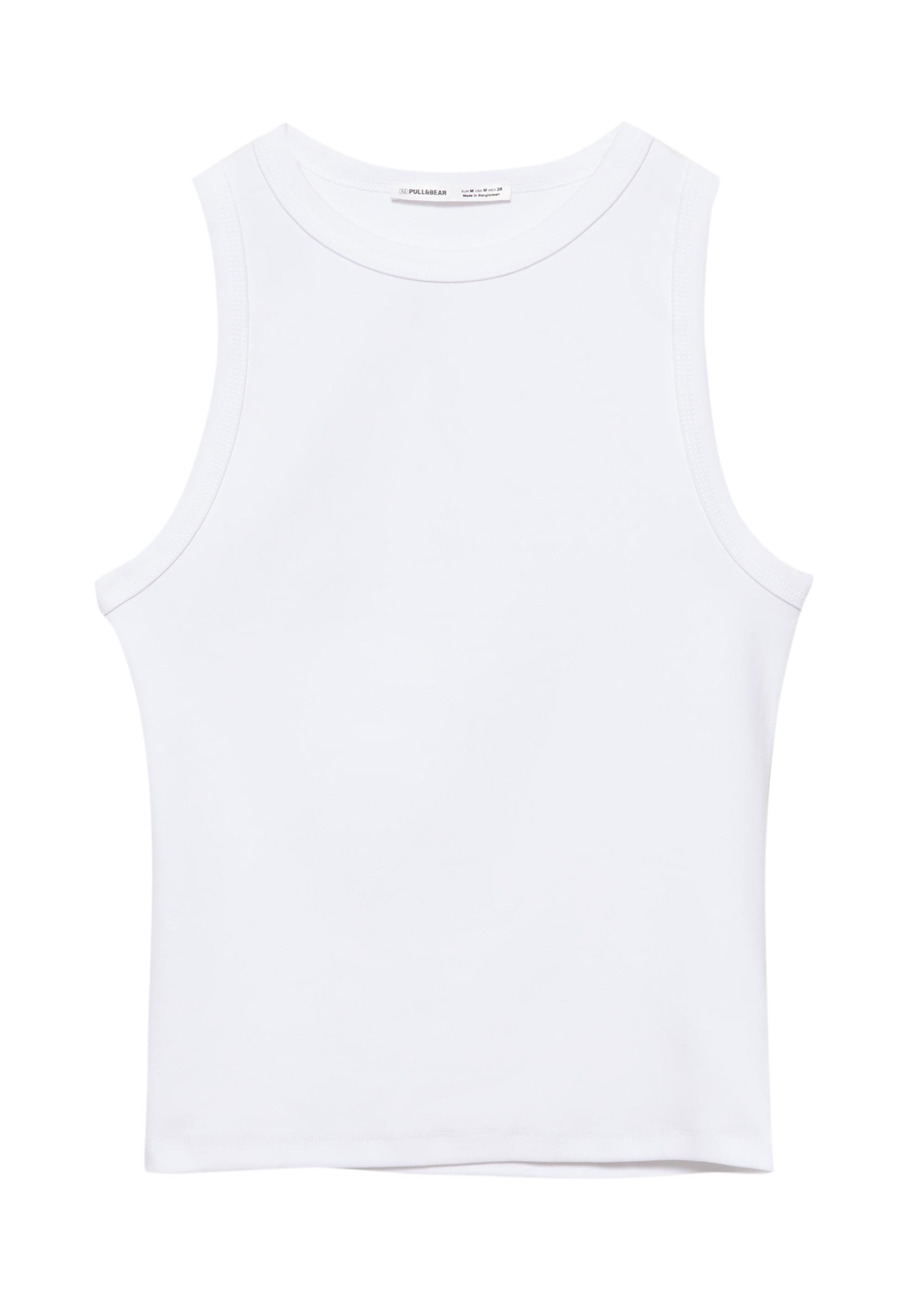 Round neck tank top — White
