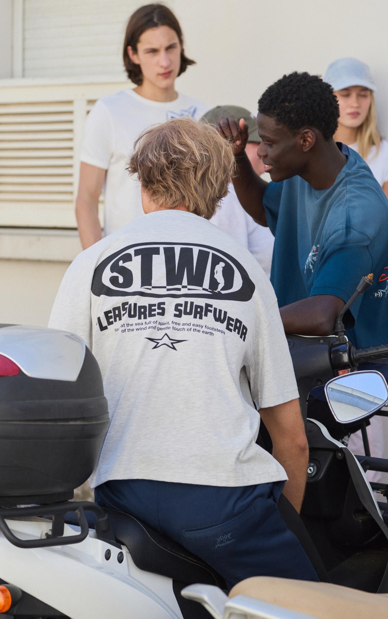 Pleasures x STWD boxy T-shirt — Grey/Camel