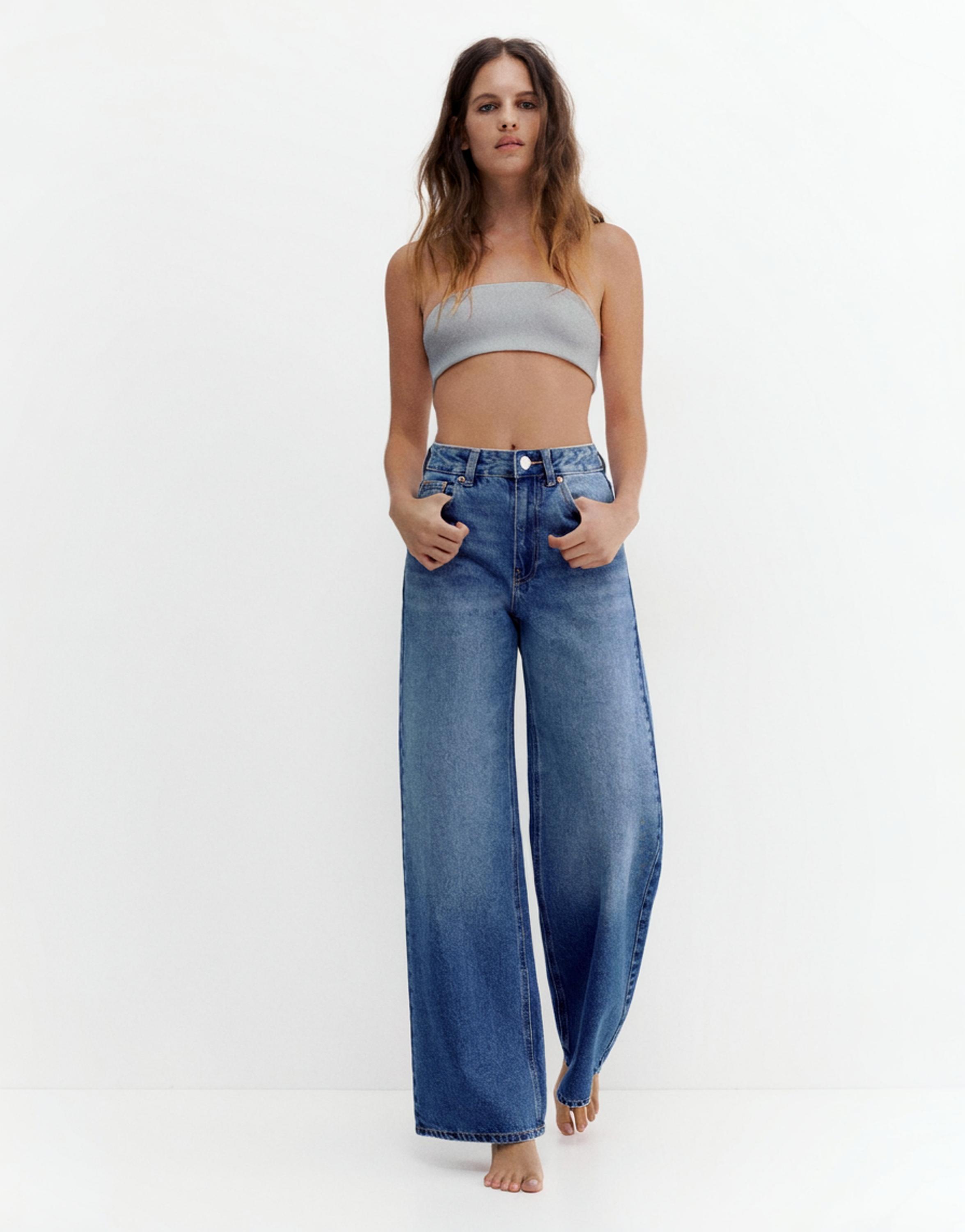 High-waist wide-leg jeans — Indigo