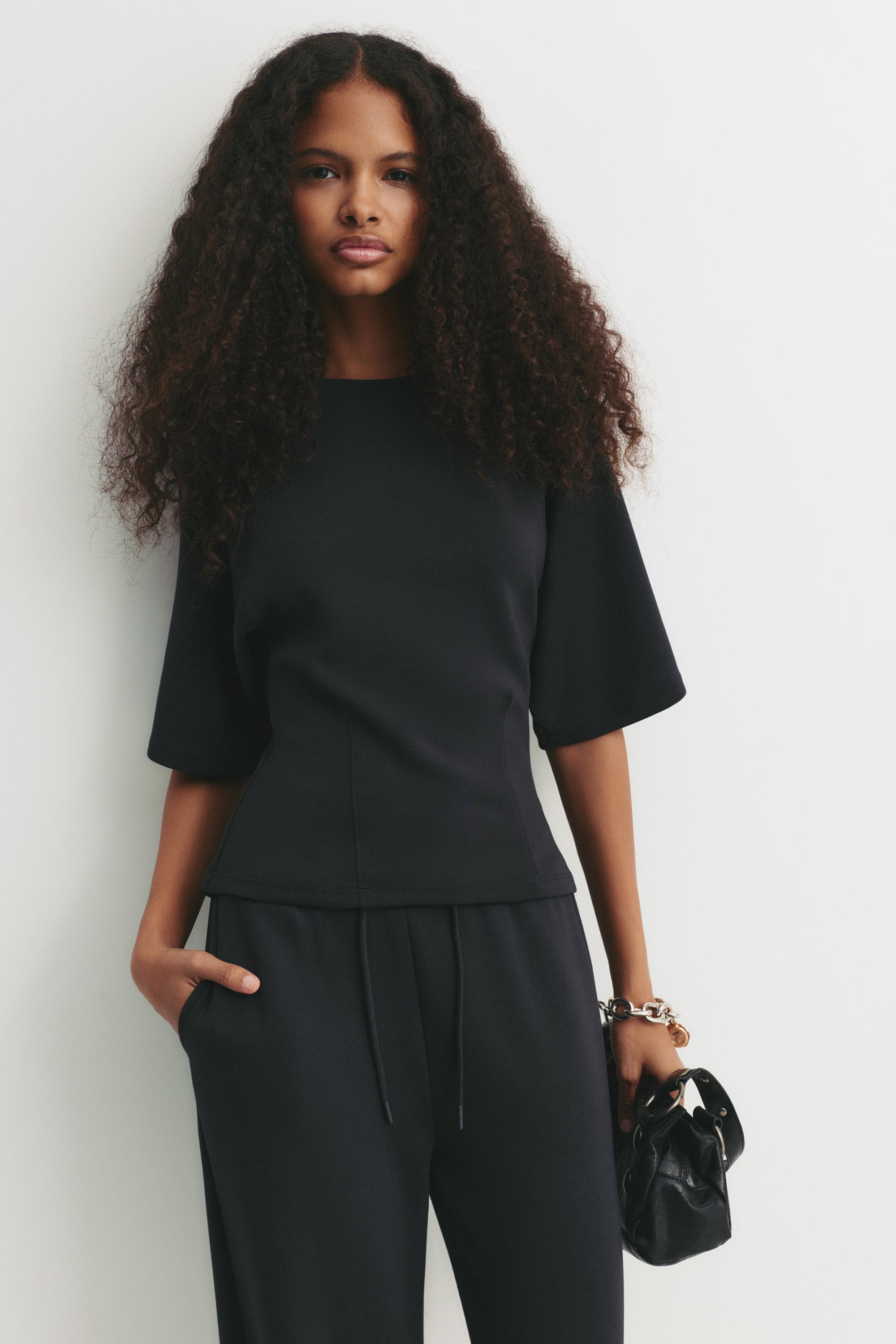 Soft touch short sleeve sweatshirt — Black