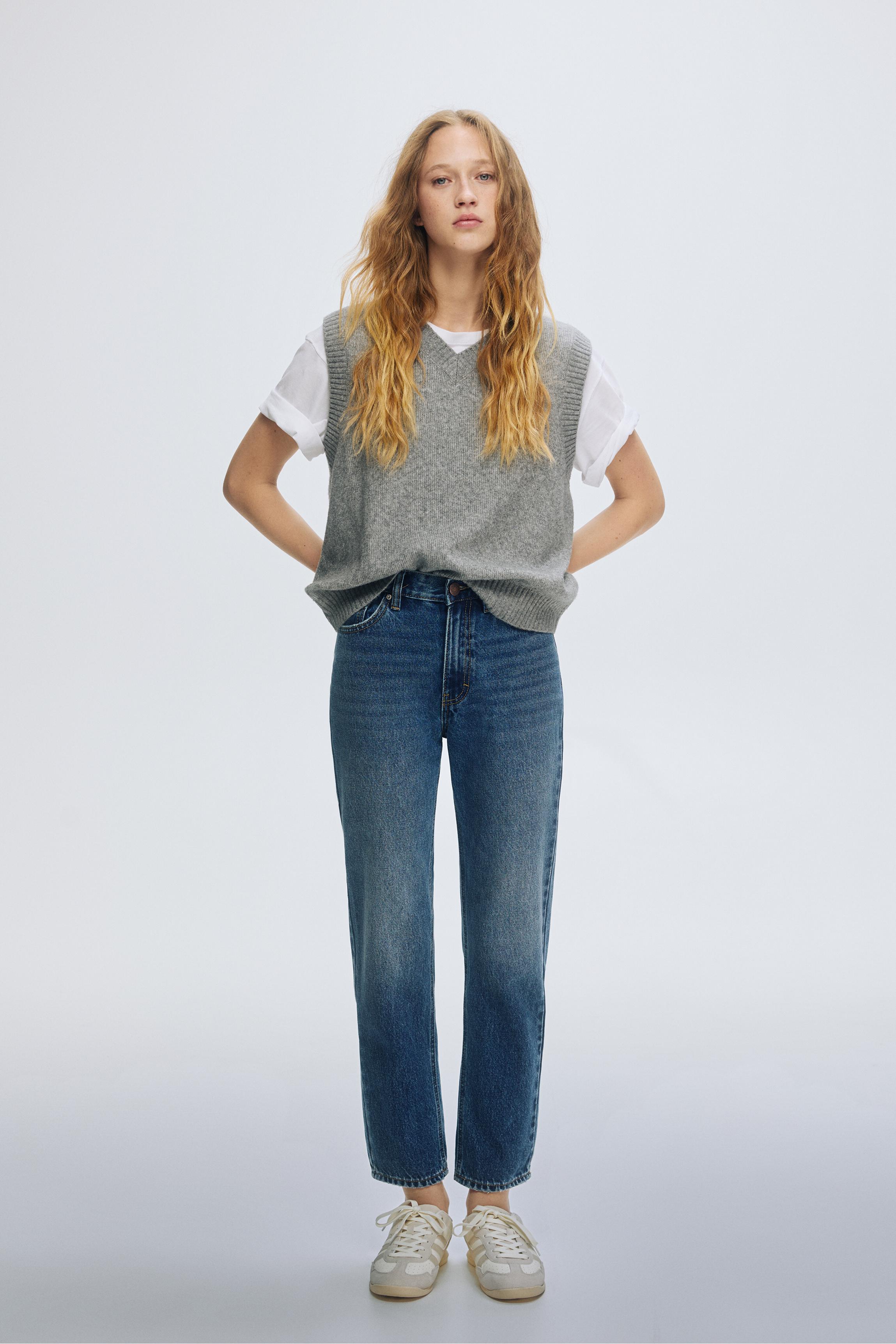 High-waist mom jeans — Dark blue